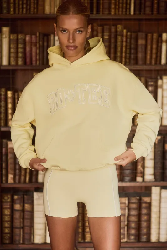 Embroidered Oversized Hoodie in Soft Yellow made by Bo + Tee