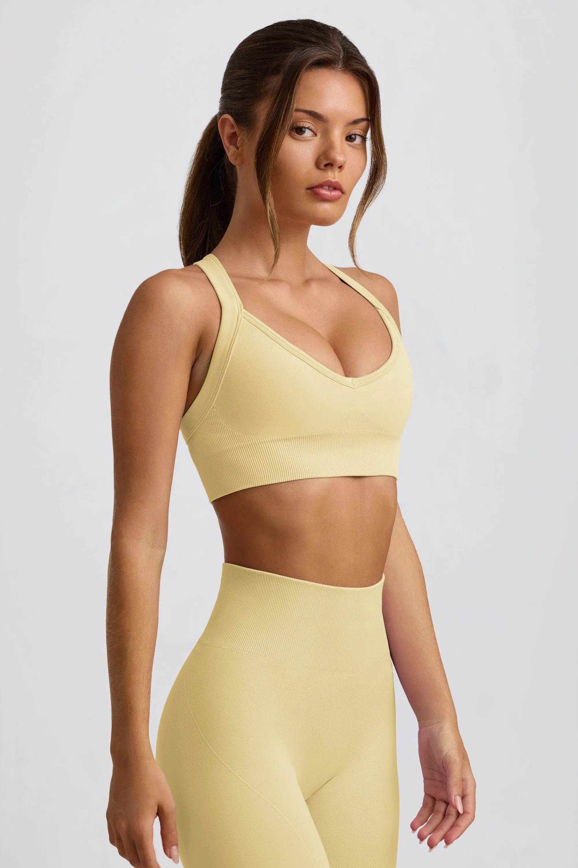Super Sculpt Seamless Crossback Sports Bra in Butter sold by Bo + Tee product image thumbnail 5