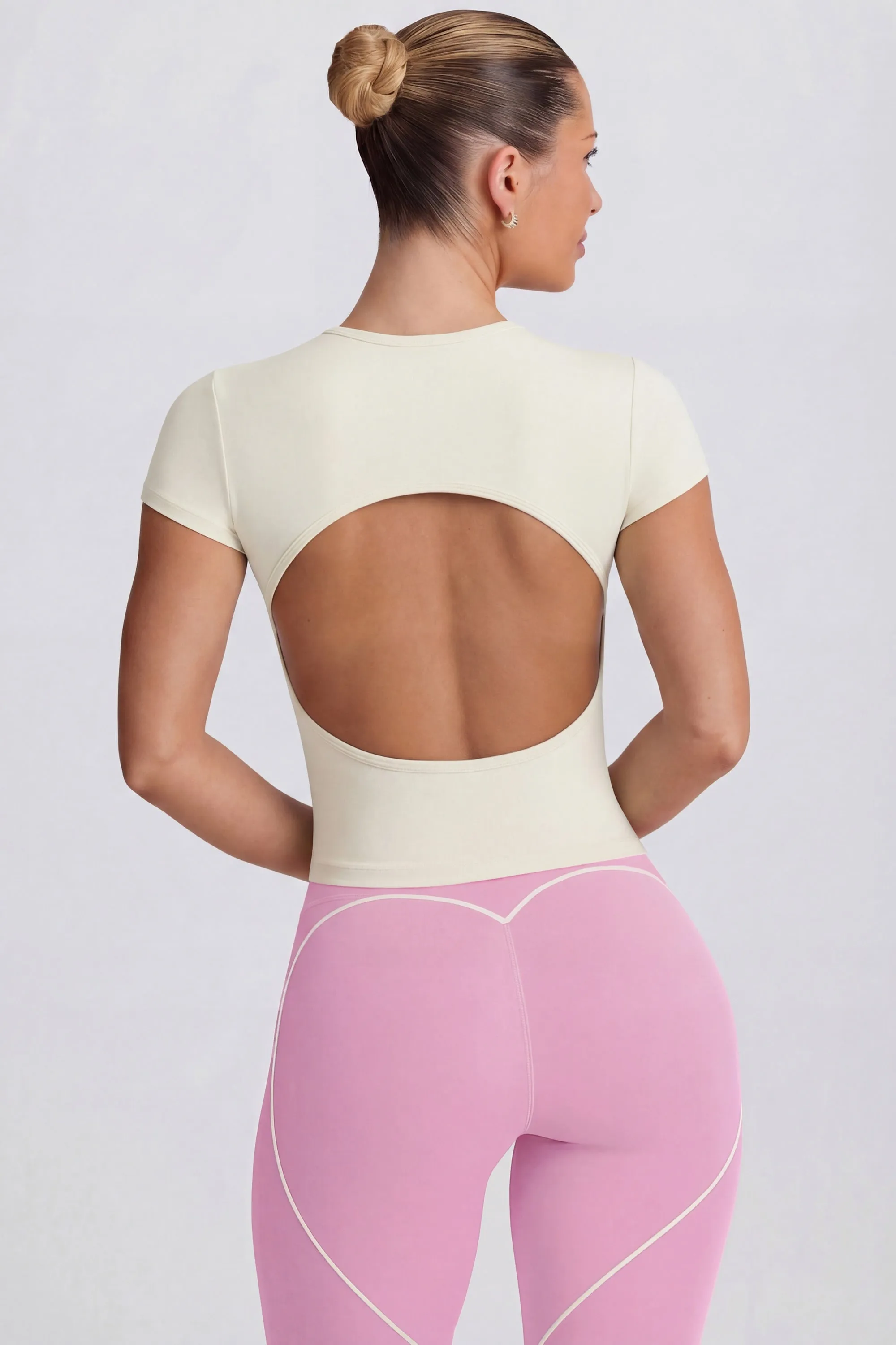Cut-Out Longline T-Shirt in Oat sold by Bo + Tee product image thumbnail 2