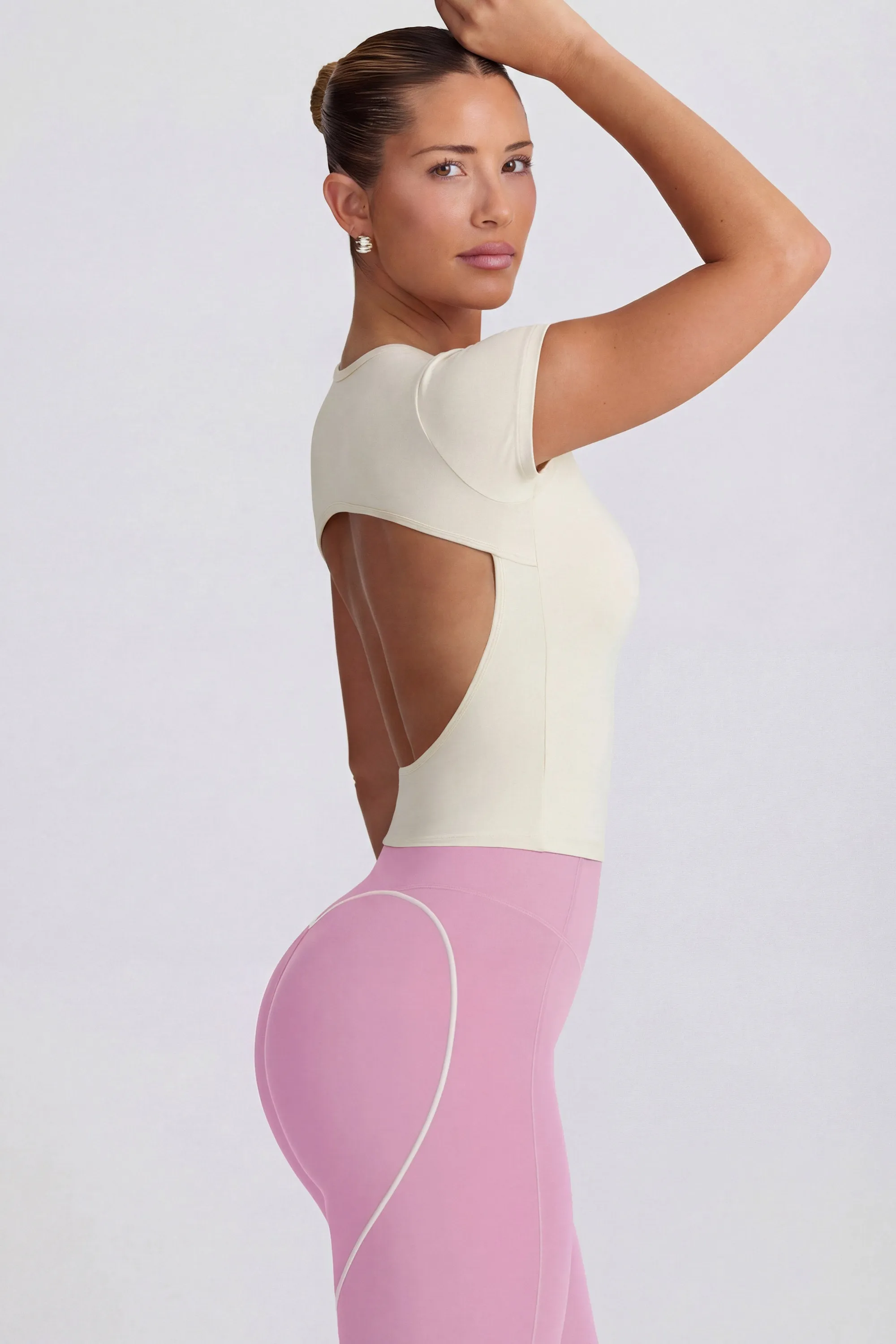 Cut-Out Longline T-Shirt in Oat sold by Bo + Tee product image thumbnail 3