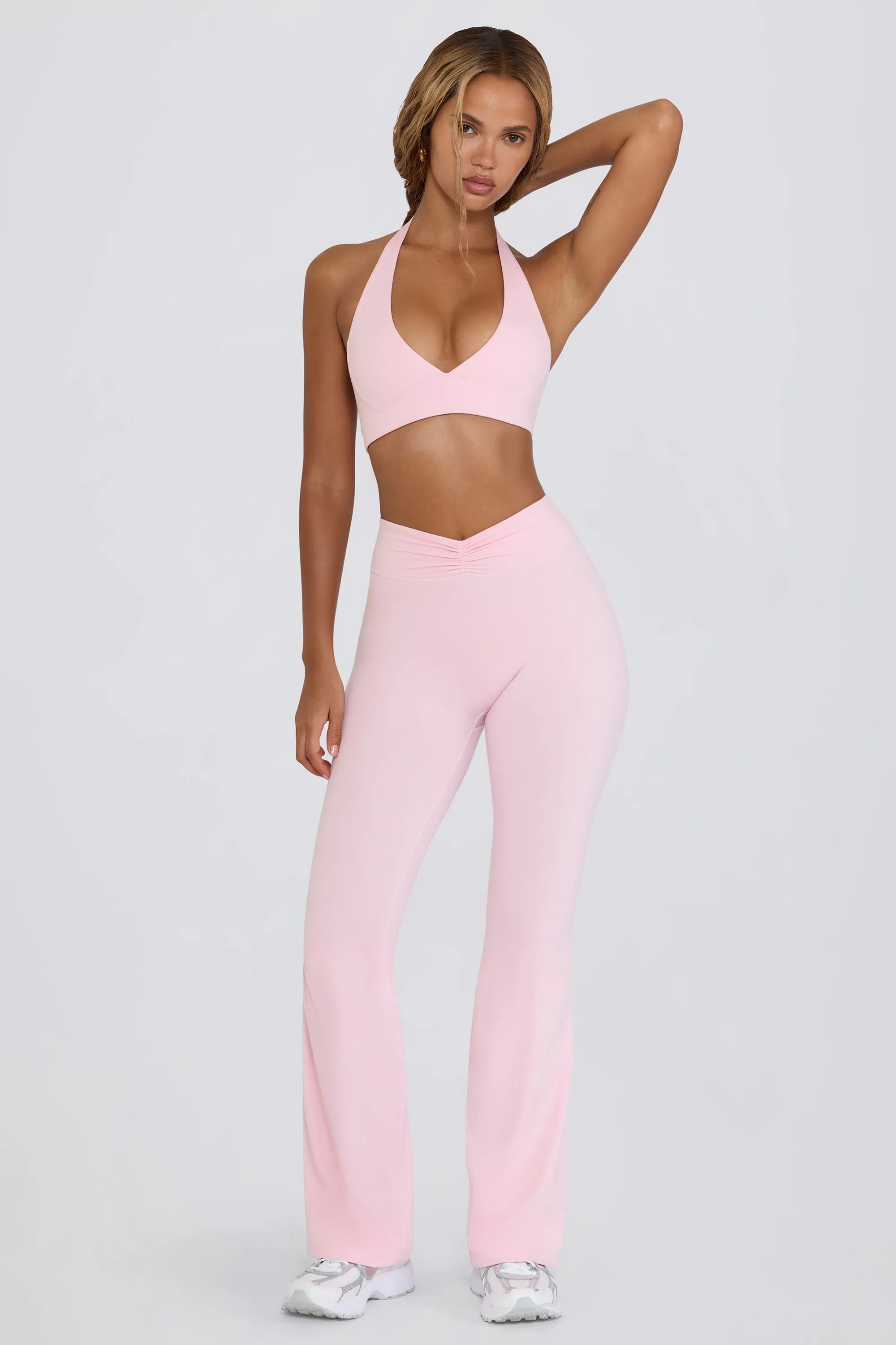 Brushed Jersey Ruched Flared Trousers in Bloom sold by Bo + Tee product image thumbnail 2