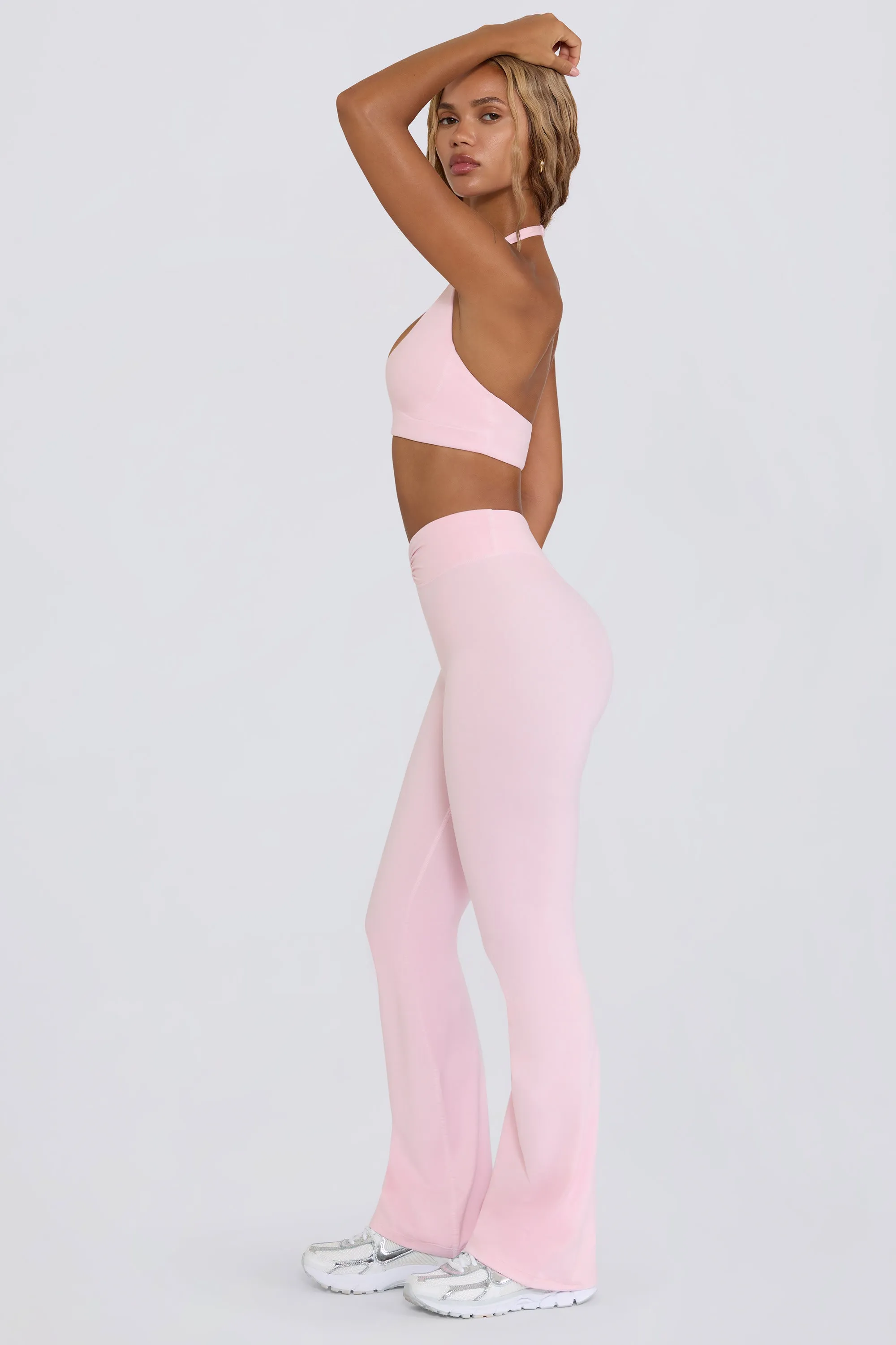 Brushed Jersey Ruched Flared Trousers in Bloom sold by Bo + Tee product image thumbnail 3