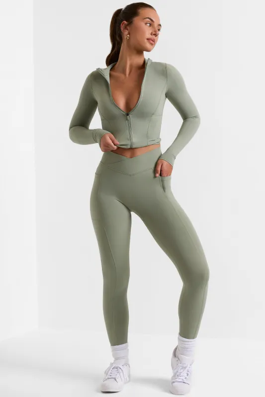 Soft Active Full-Length Leggings in Bamboo Green made by Bo + Tee