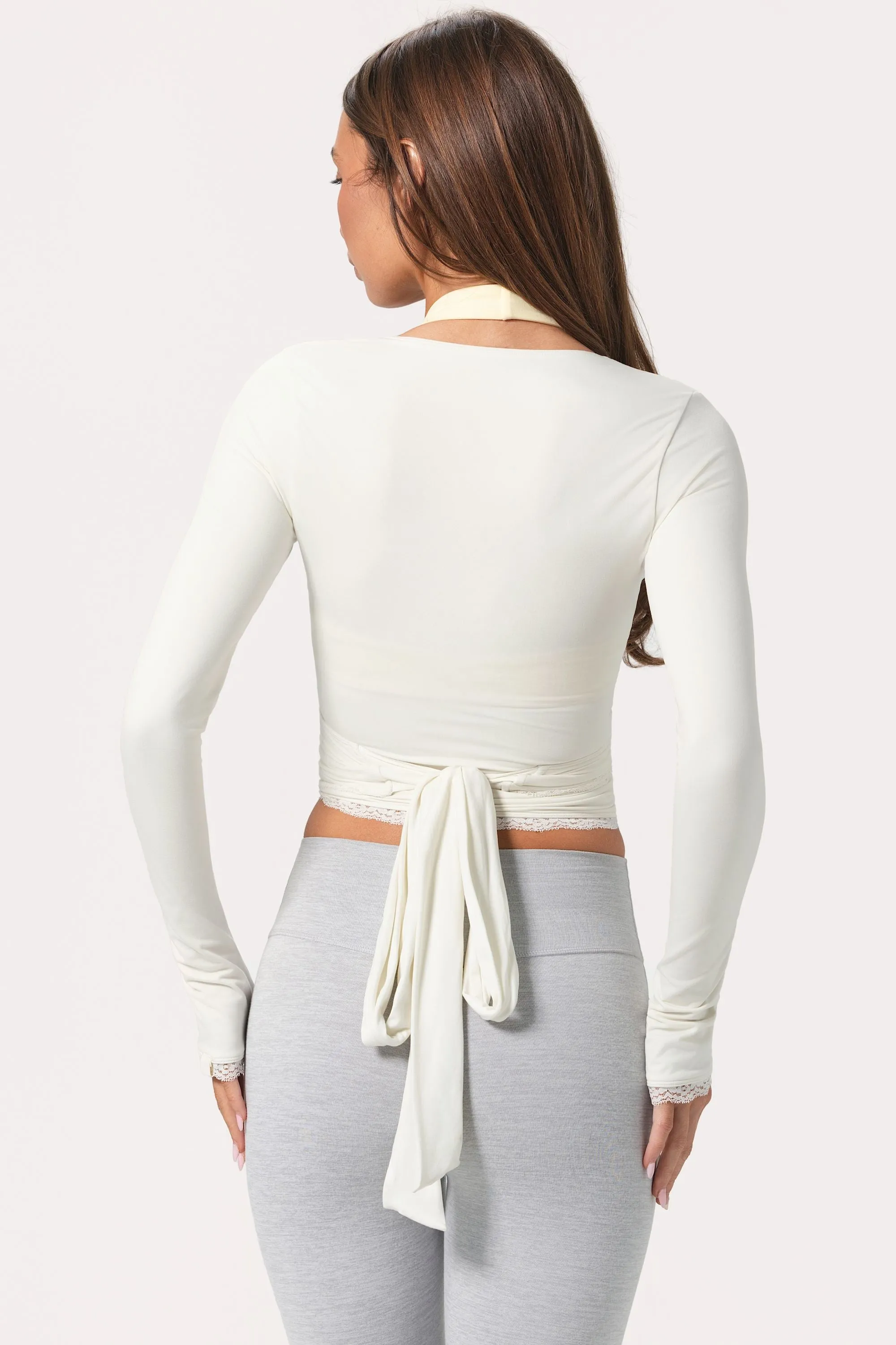 Soft Jersey Wrap Top in Marshmallow sold by Bo + Tee product image thumbnail 2