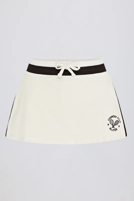 Terry Towelling Mid-Rise Skort in Ivory made by Bo + Tee
