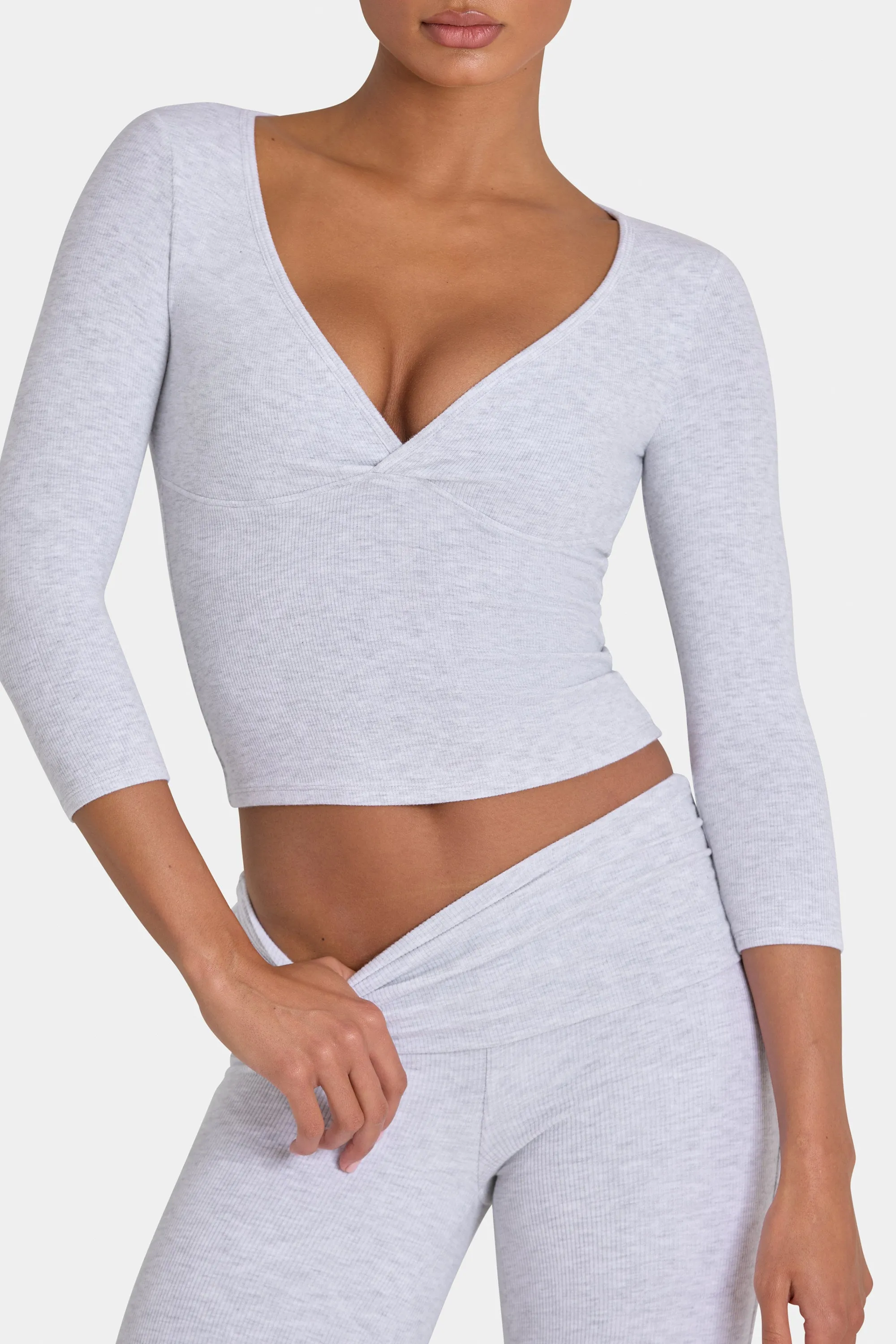 ButterCloud™ Crop Top in Light Grey Marl sold by Bo + Tee product image thumbnail 5