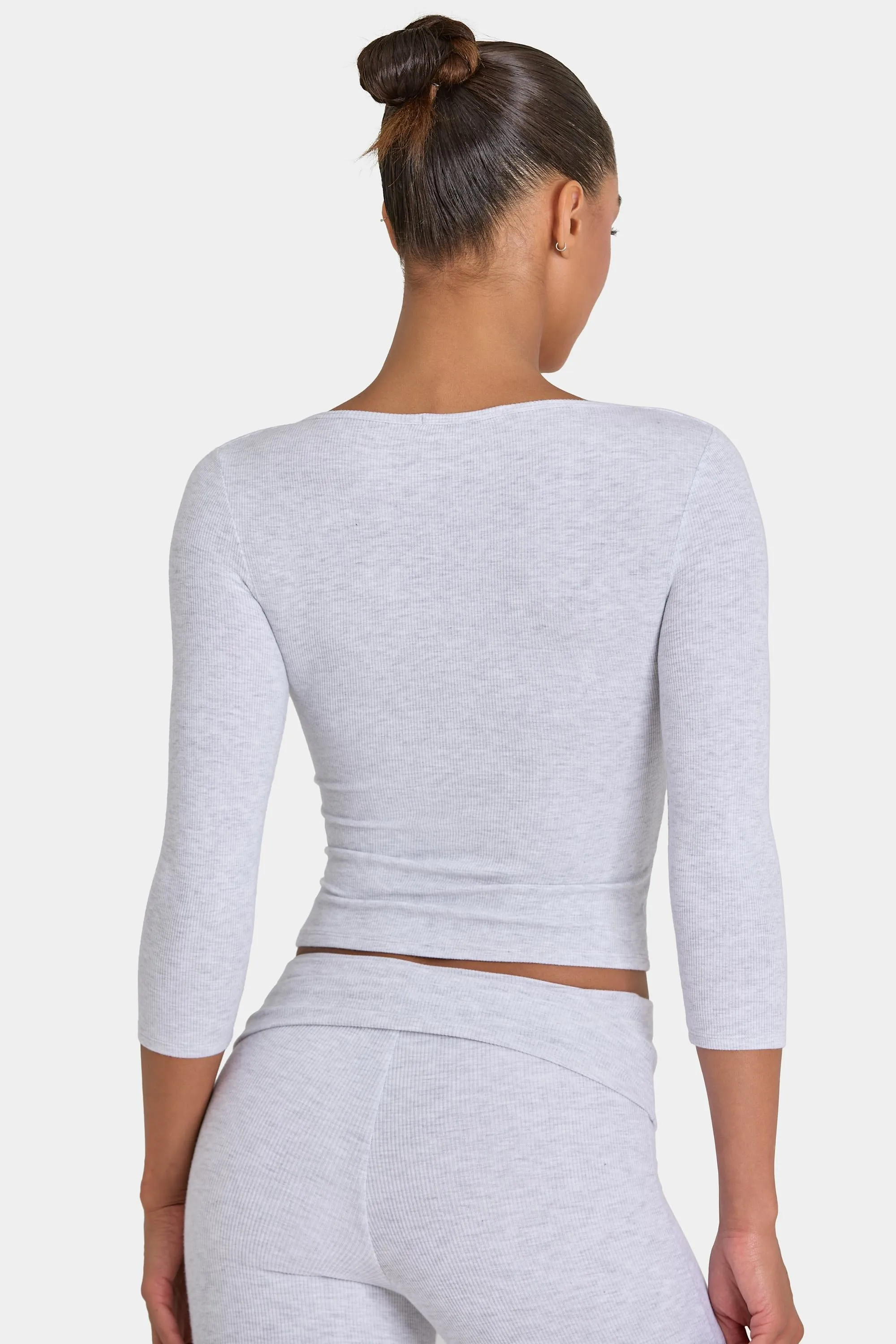 ButterCloud™ Crop Top in Light Grey Marl sold by Bo + Tee product image thumbnail 2
