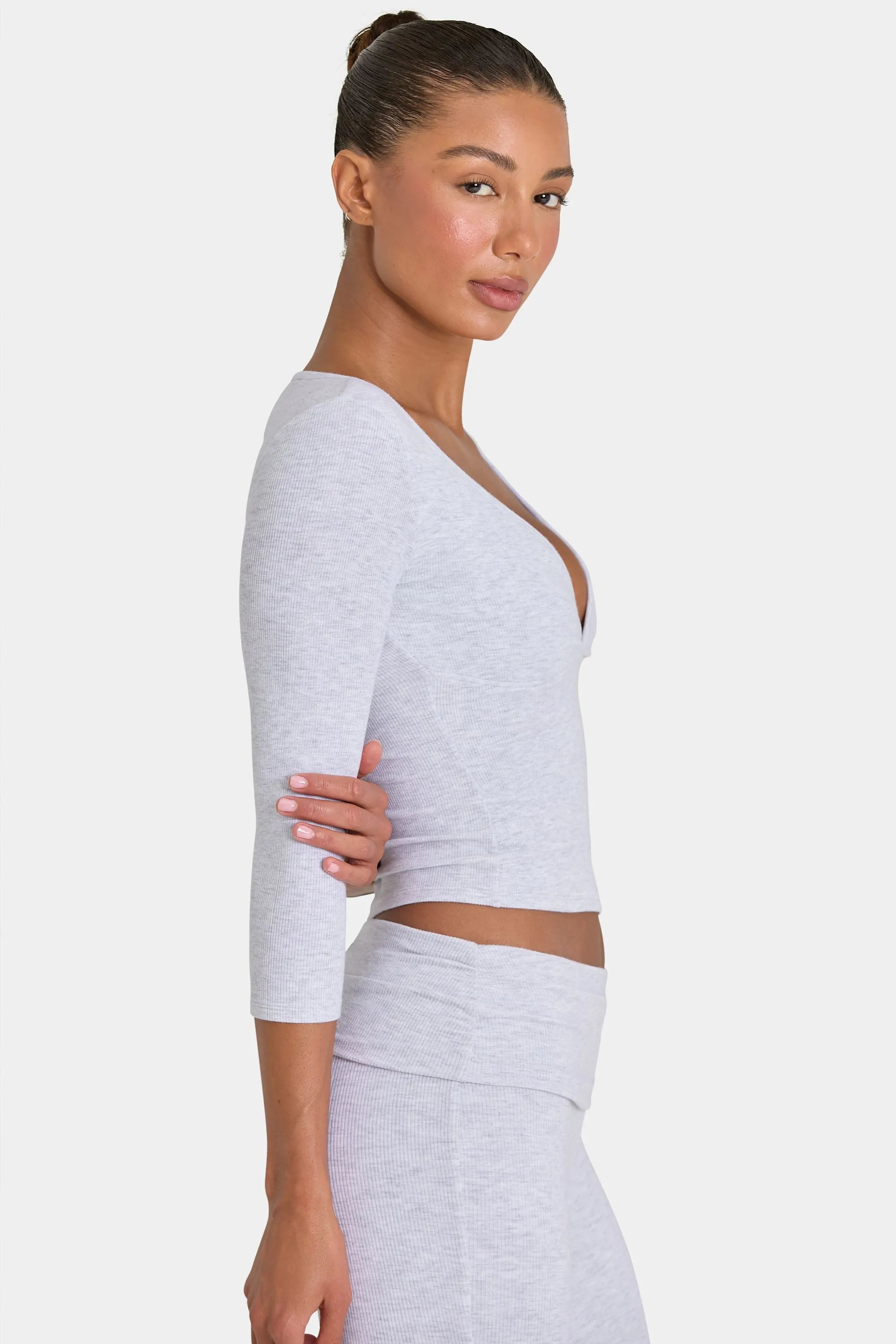 ButterCloud™ Crop Top in Light Grey Marl sold by Bo + Tee product image thumbnail 3