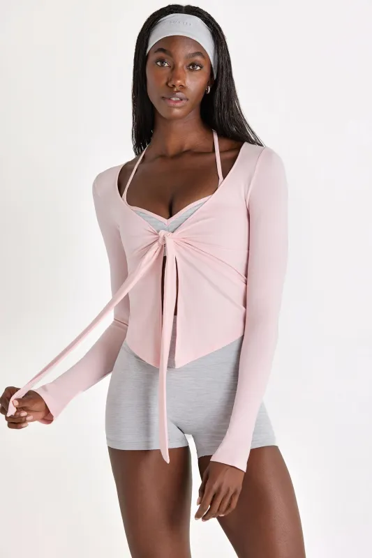 ButterCloud Tie-Front Top in Blush made by Bo + Tee