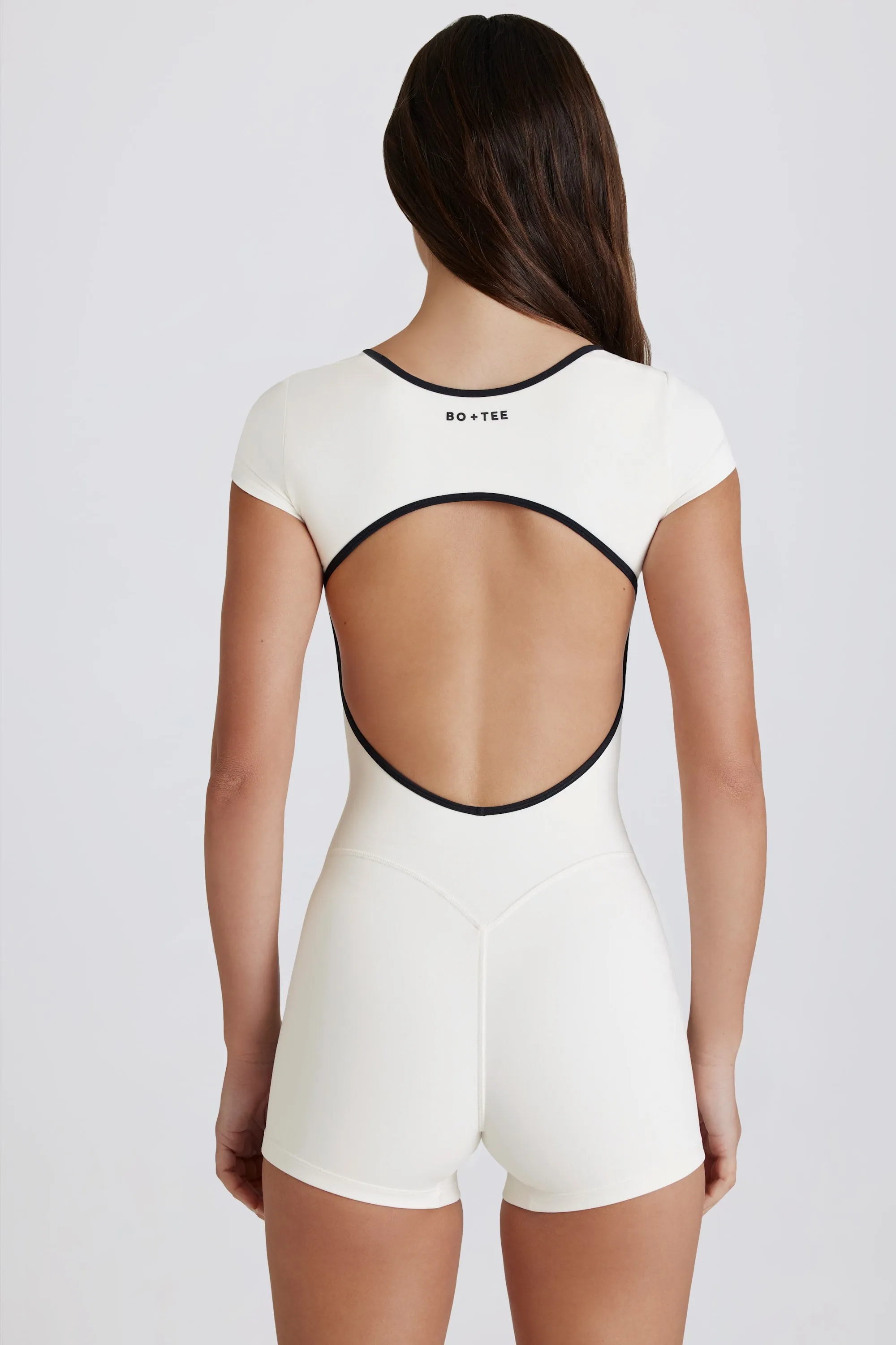 Soft Active Open-Back Unitard in Coconut sold by Bo + Tee product image thumbnail 2