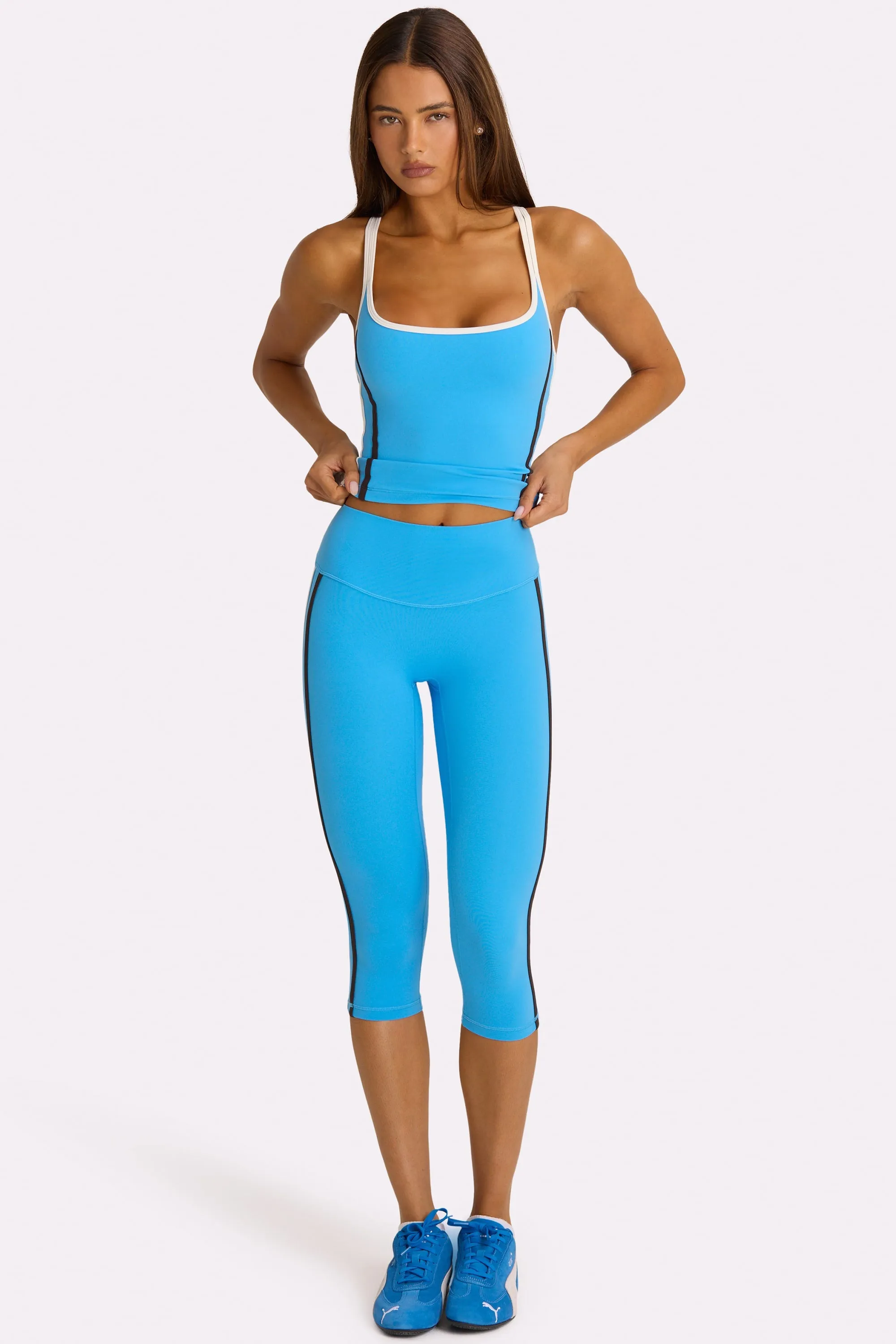 Soft Active Capri Leggings in Electric Blue sold by Bo + Tee product image thumbnail 3
