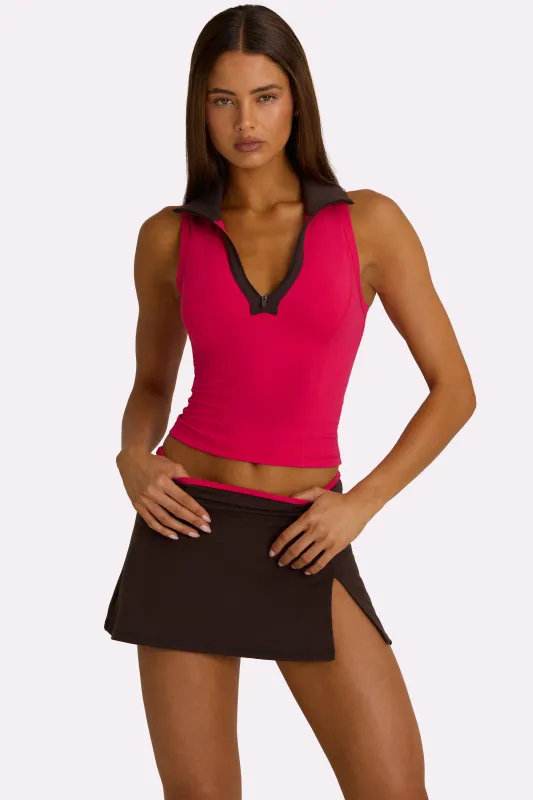 Soft Active Collared Tank Top in Hot Pink made by Bo + Tee