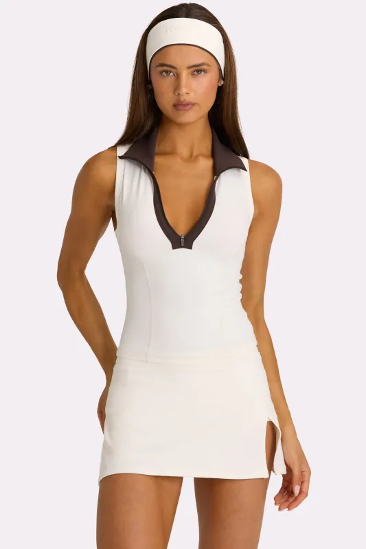 Soft Active Collared Tank Top in Coconut made by Bo + Tee