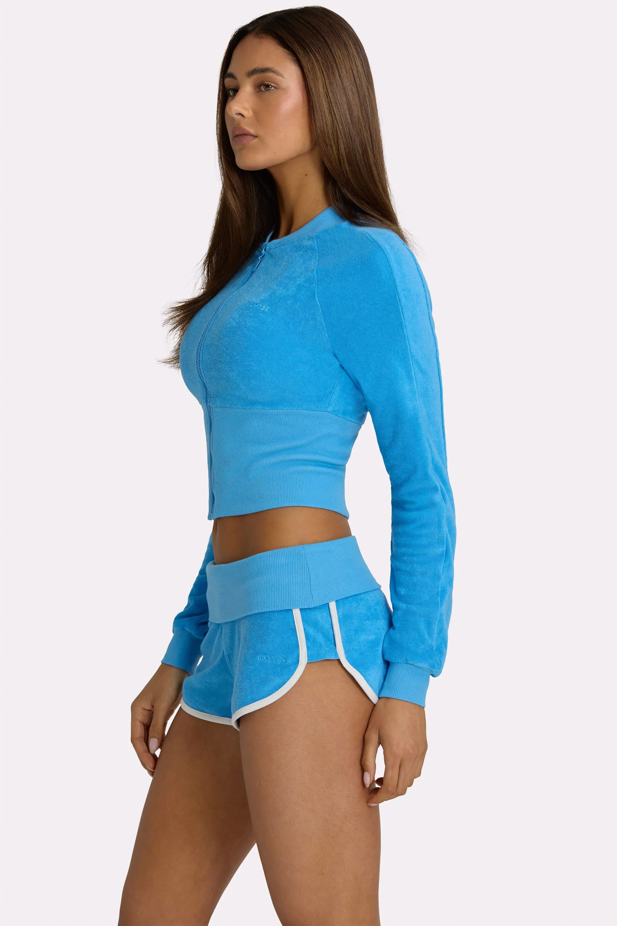 Terry Foldover Waist Shorts in Electric Blue sold by Bo + Tee product image thumbnail 4