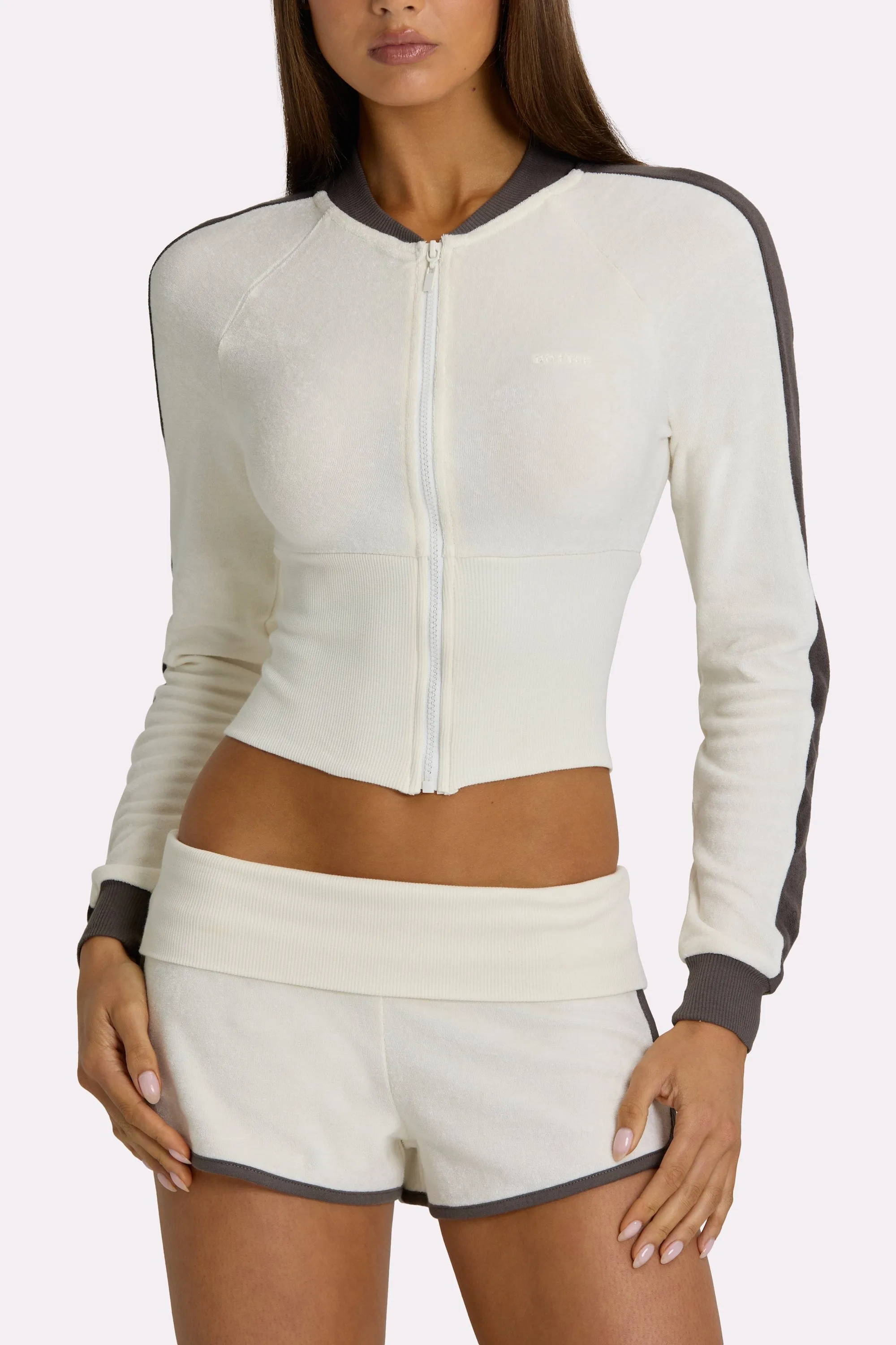 Terry Foldover Waist Shorts in Coconut sold by Bo + Tee product image thumbnail 2