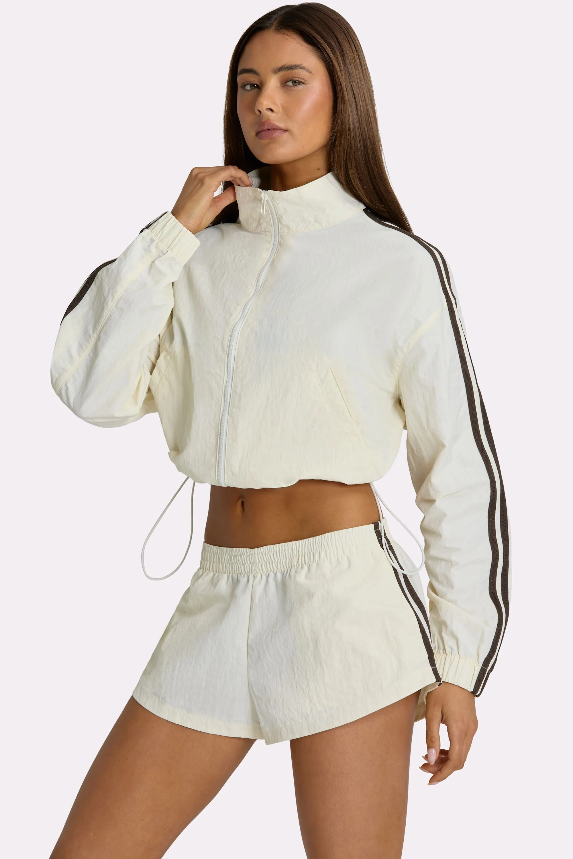 Woven Zip-Up Track Jacket in Coconut sold by Bo + Tee product image thumbnail 5