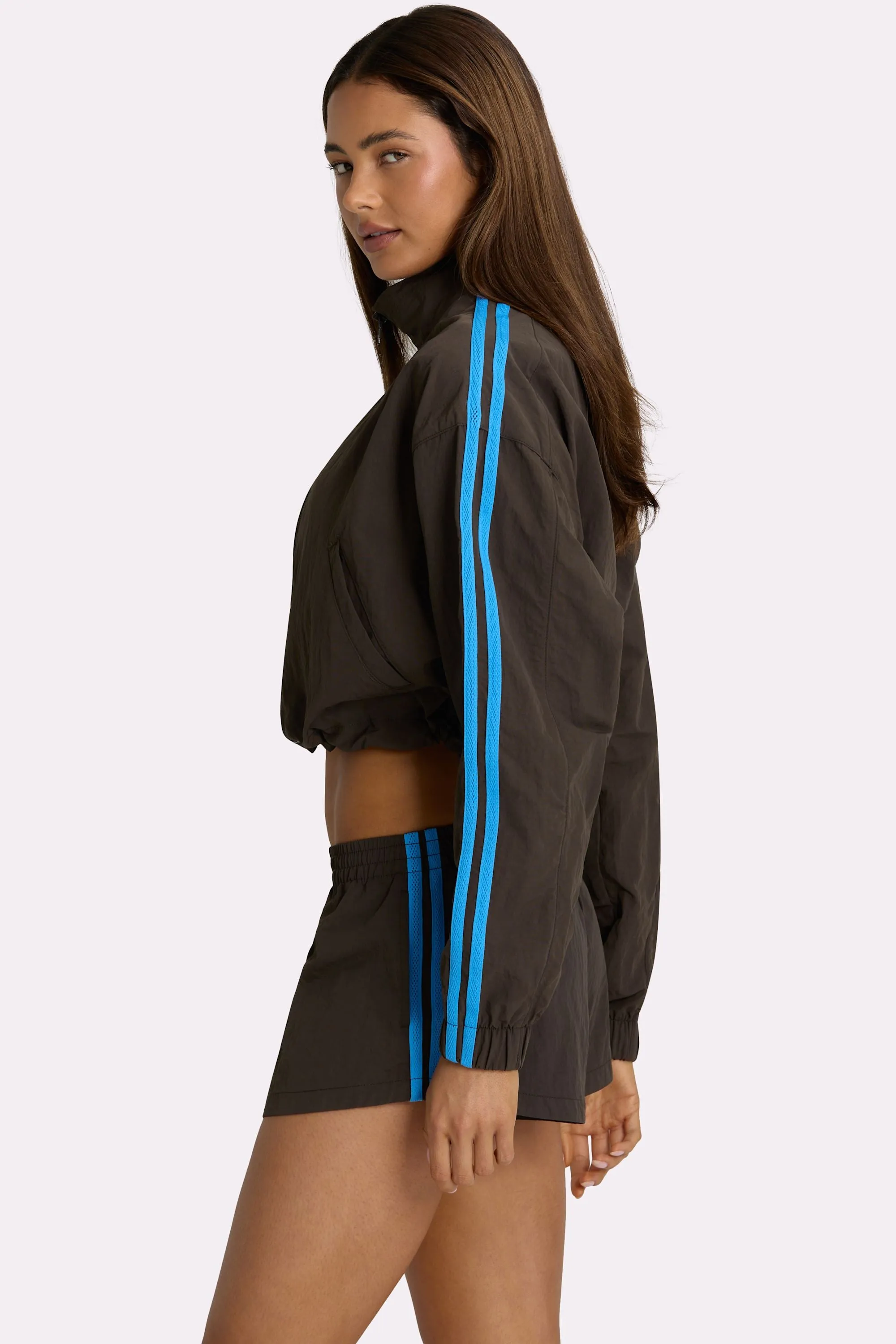 Woven Zip-Up Track Jacket in Truffle sold by Bo + Tee product image thumbnail 4