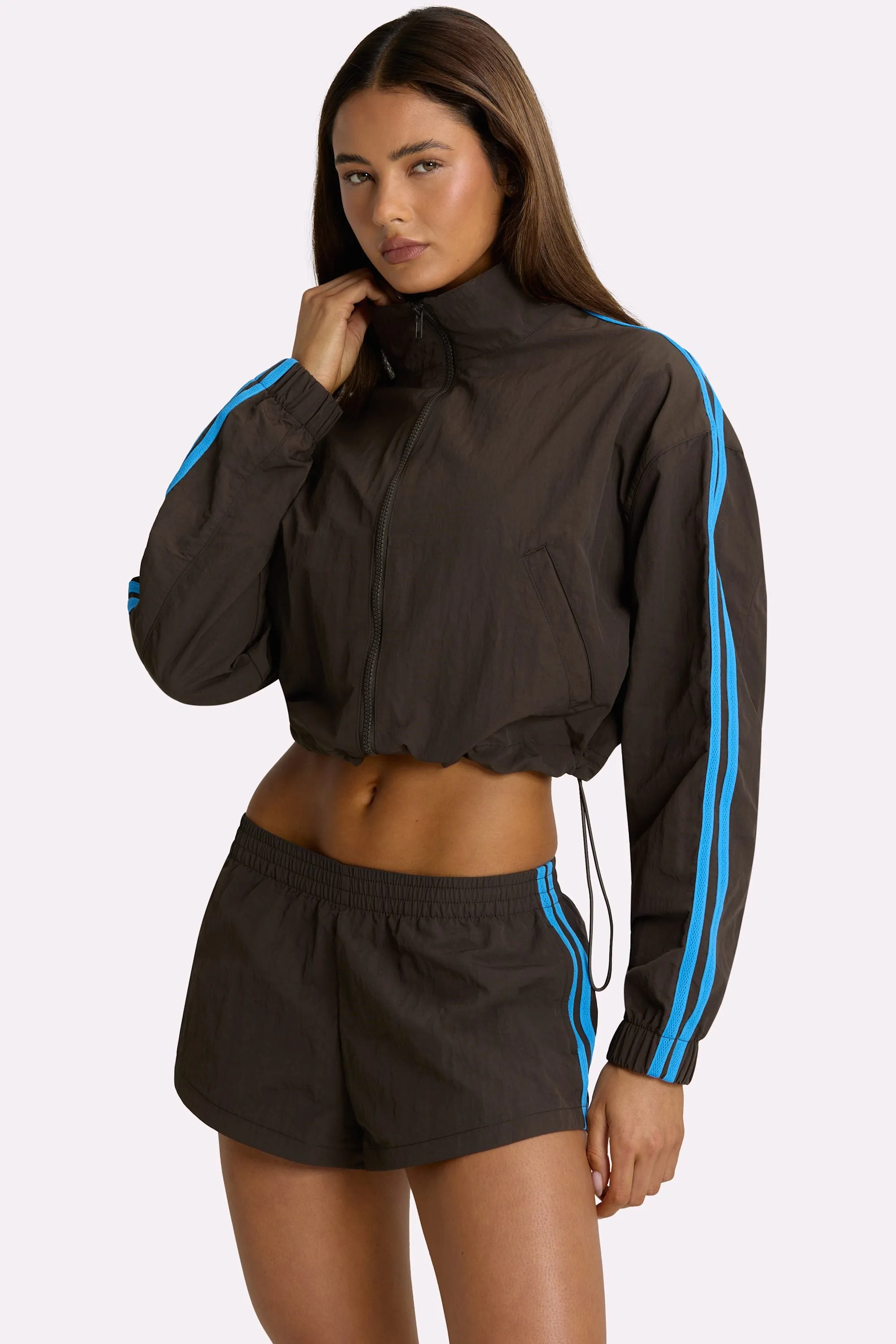 Woven Zip-Up Track Jacket in Truffle sold by Bo + Tee