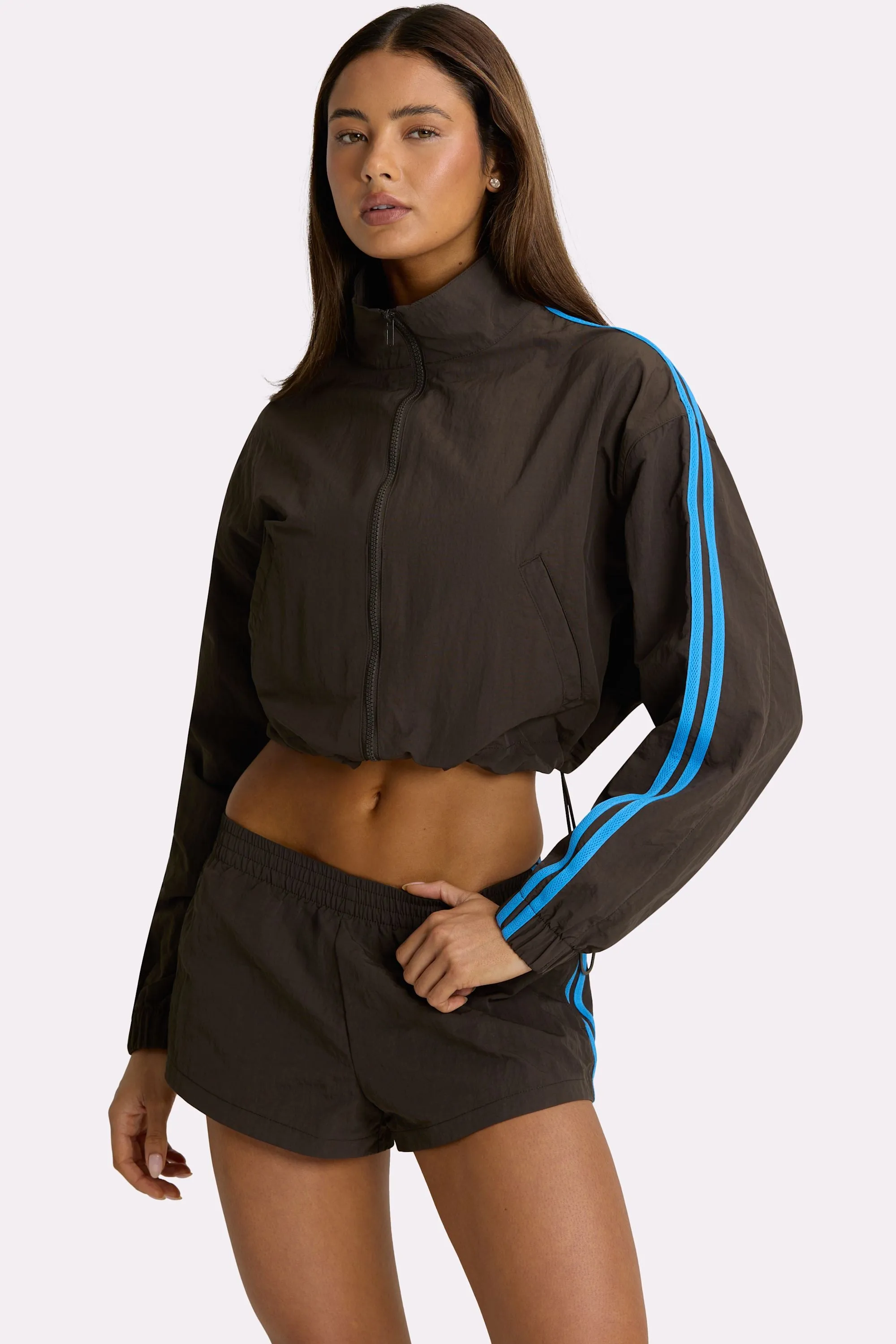 Woven Zip-Up Track Jacket in Truffle sold by Bo + Tee product image thumbnail 5