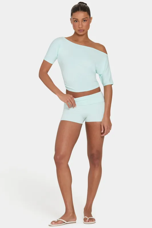 ButterCloud™ Mini Foldover Shorts in Peppermint made by Bo + Tee