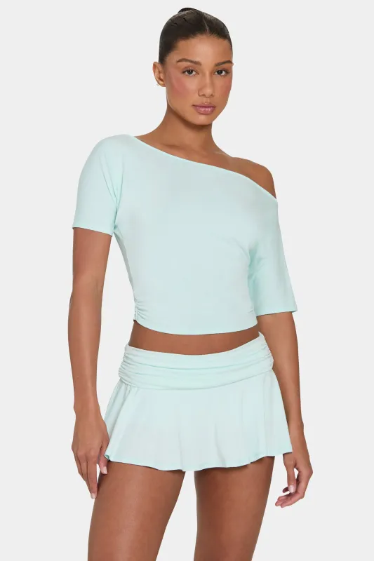 ButterCloud™ Slouchy Off-Shoulder Top in Peppermint made by Bo + Tee