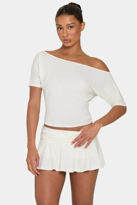 ButterCloud™ Slouchy Off-Shoulder Top in Coconut made by Bo + Tee