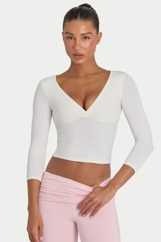 ButterCloud™ 3/4 Sleeve Top in Coconut made by Bo + Tee