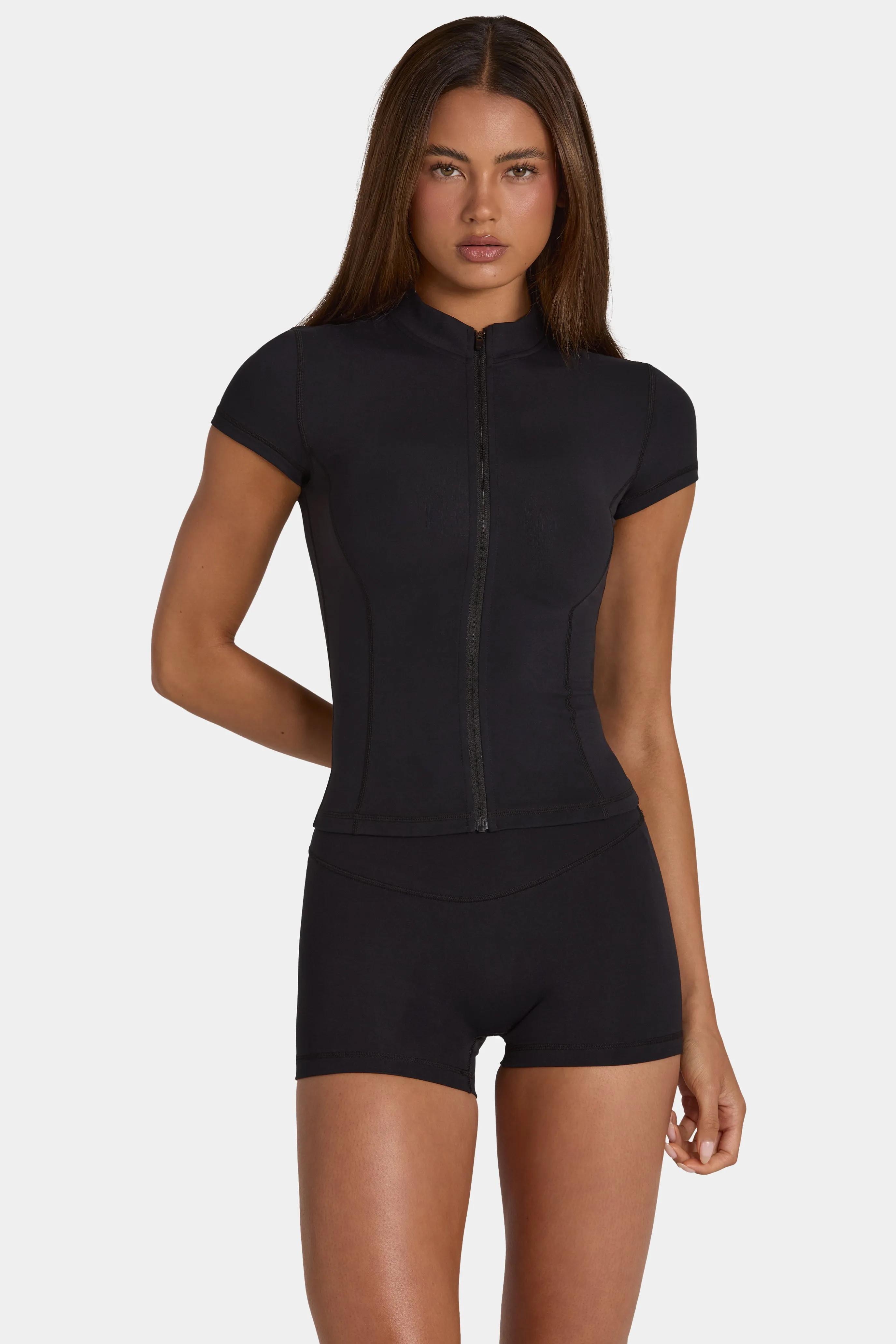 Soft Active Zip-Up Top in Black sold by Bo + Tee product image thumbnail 5