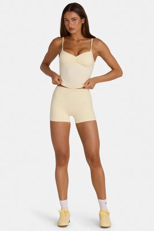 Soft Active Mini Shorts in Lemon Marl made by Bo + Tee