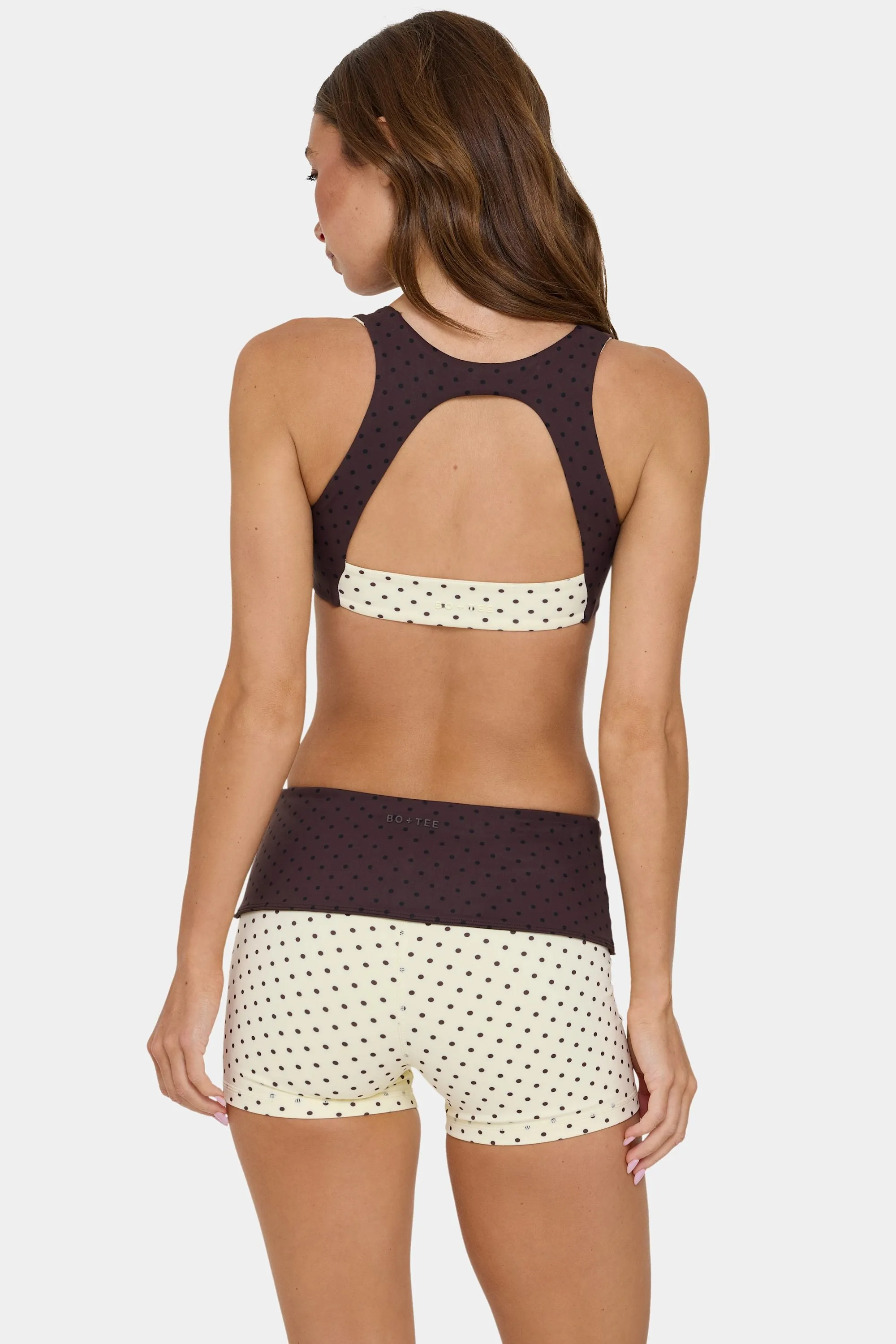 Soft Active Foldover Mini Shorts in Cookie Butter sold by Bo + Tee product image thumbnail 2