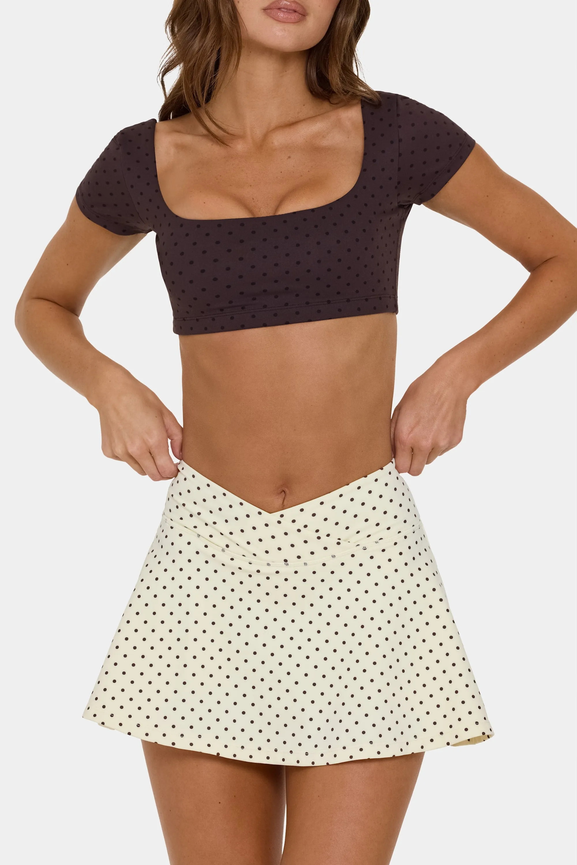 Soft Active Cap Sleeve Crop Top in Choc Chip sold by Bo + Tee product image thumbnail 2