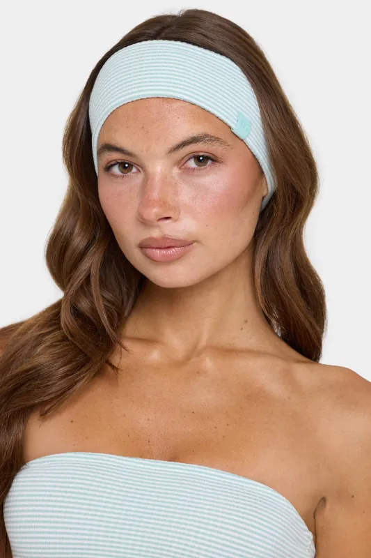 Ribbed Jersey Headband in Mint Stripe made by Bo + Tee