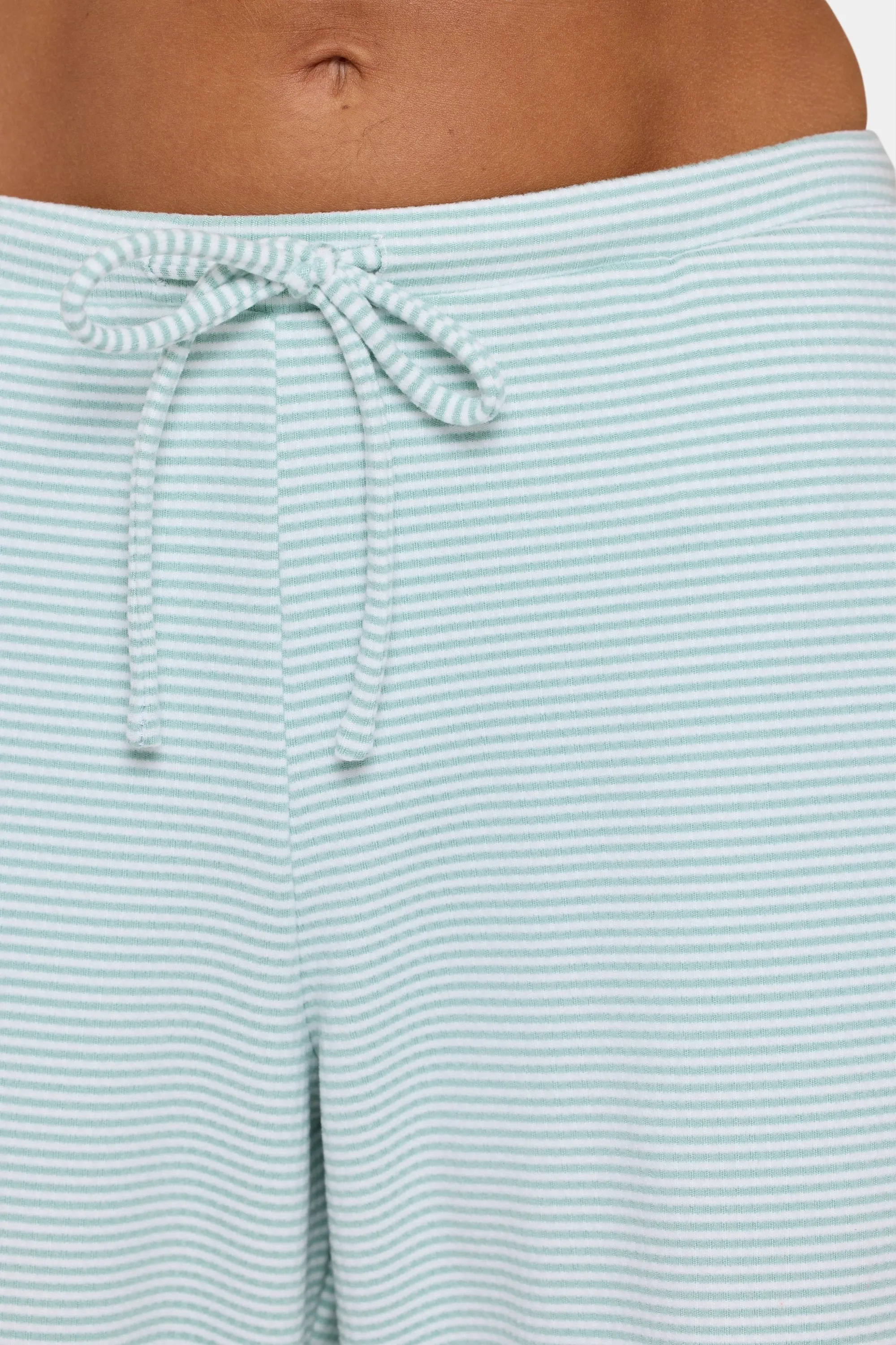 Ribbed Jersey Low-Rise Trousers in Mint Stripe sold by Bo + Tee product image thumbnail 4