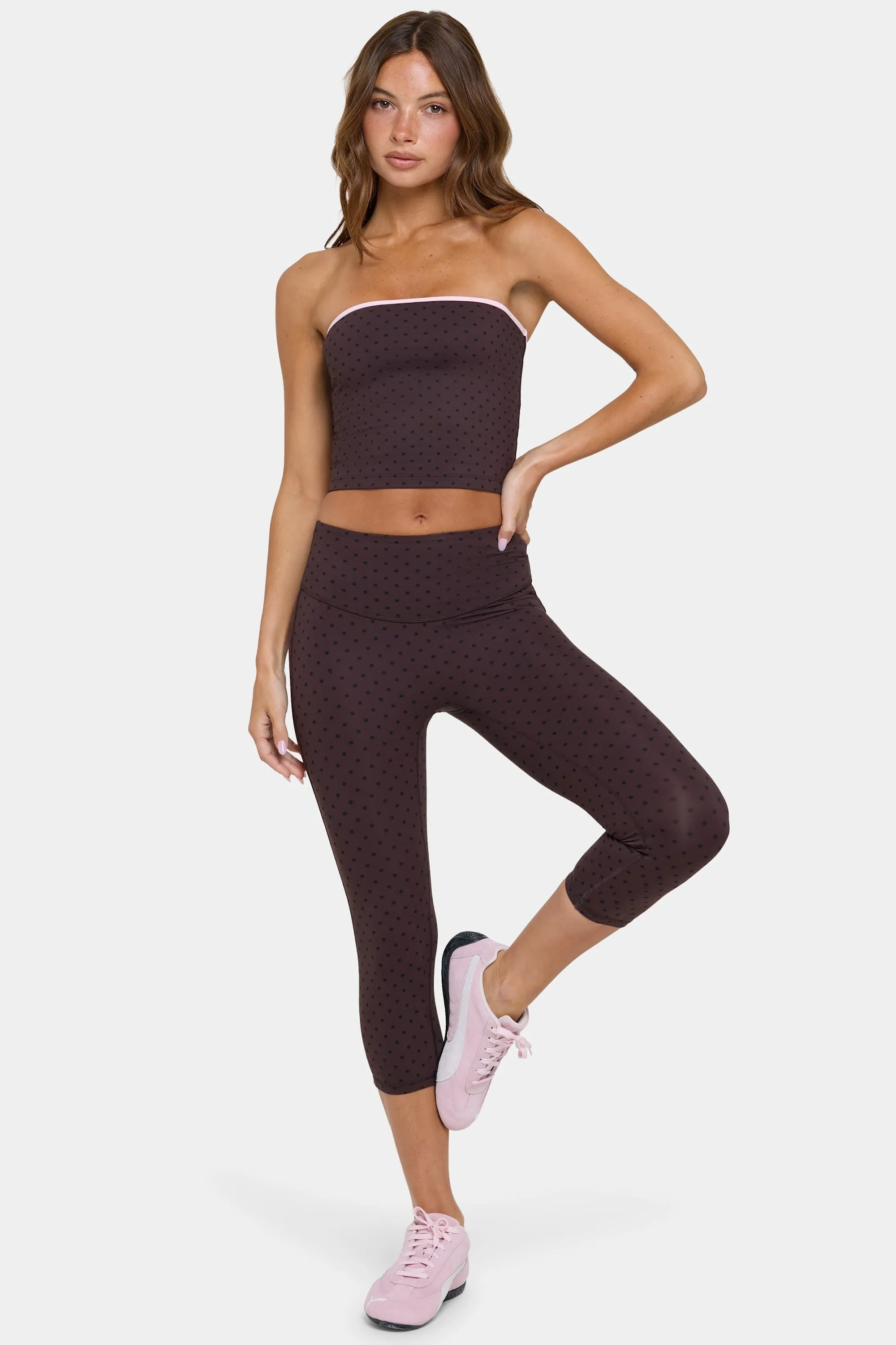 Soft Active Capri Leggings in Choc Chip sold by Bo + Tee