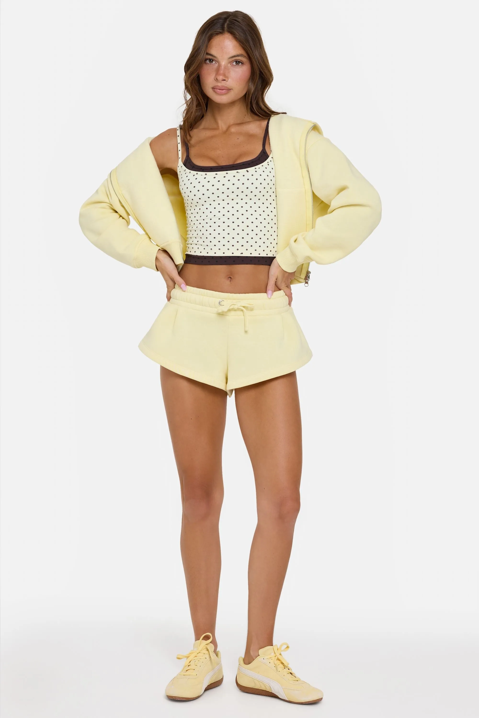 Mid-Rise Mini Shorts in Buttercream sold by Bo + Tee product image thumbnail 5