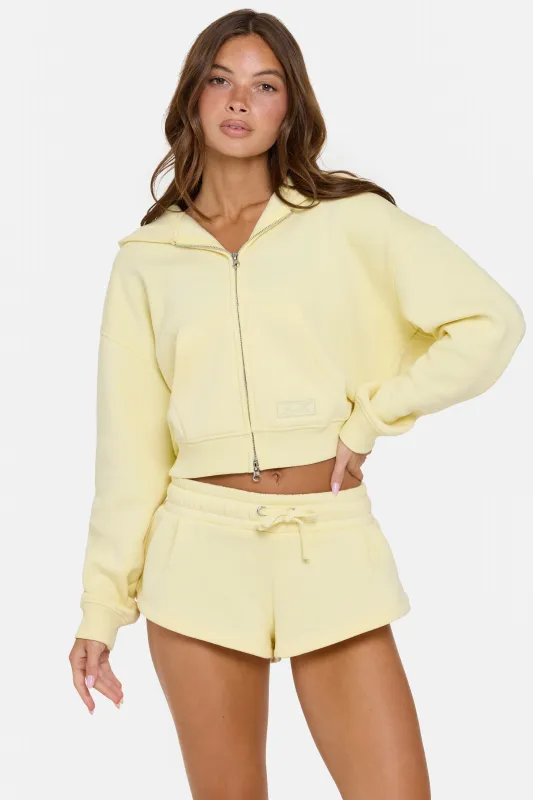 Oversized Zip-Up Hoodie in Buttercream made by Bo + Tee