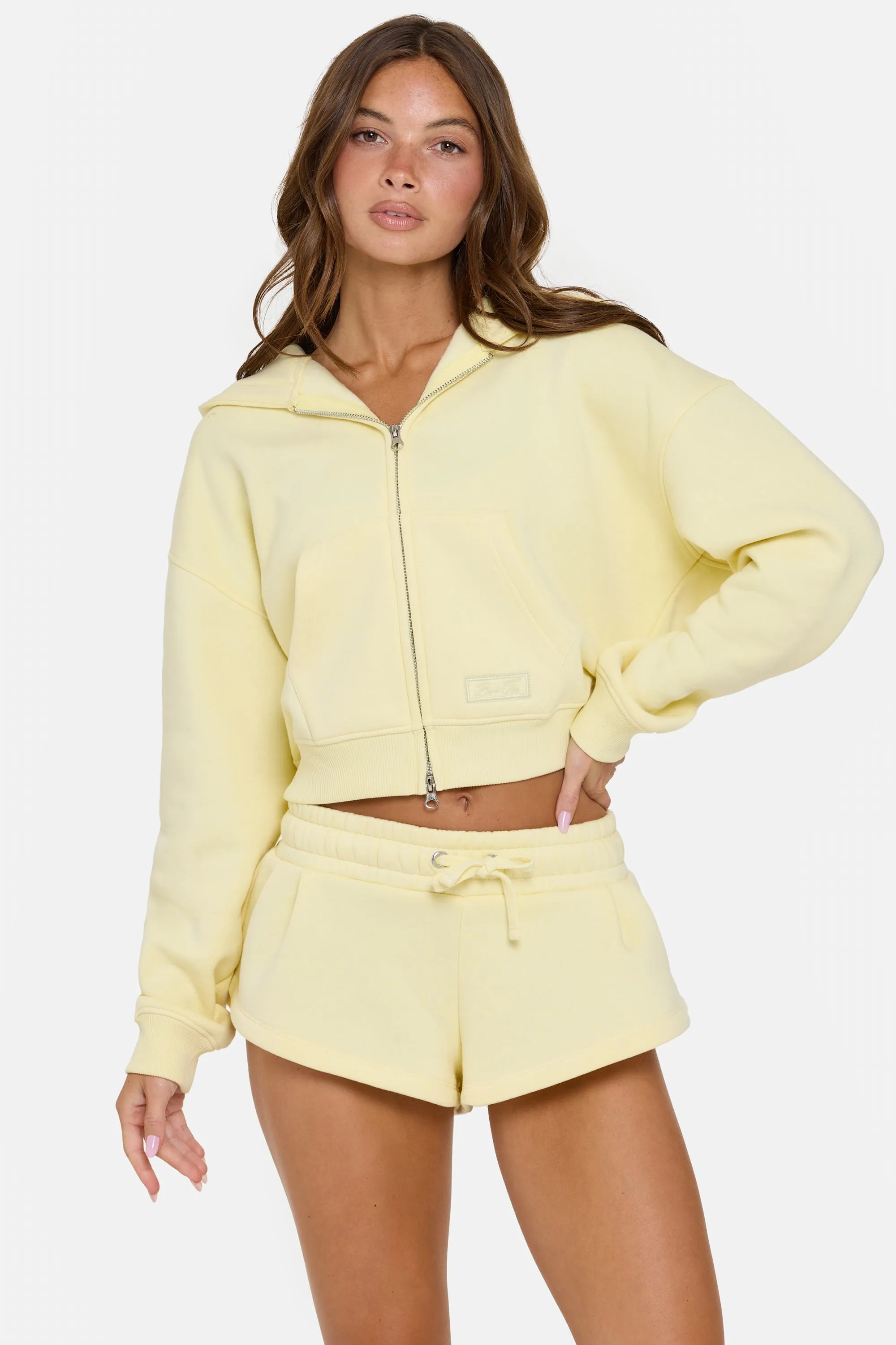 Oversized Zip-Up Hoodie in Buttercream sold by Bo + Tee