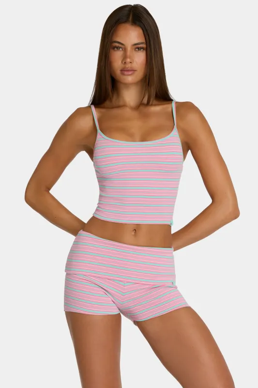 Brushed Jersey Tank Top in Multi Stripe made by Bo + Tee