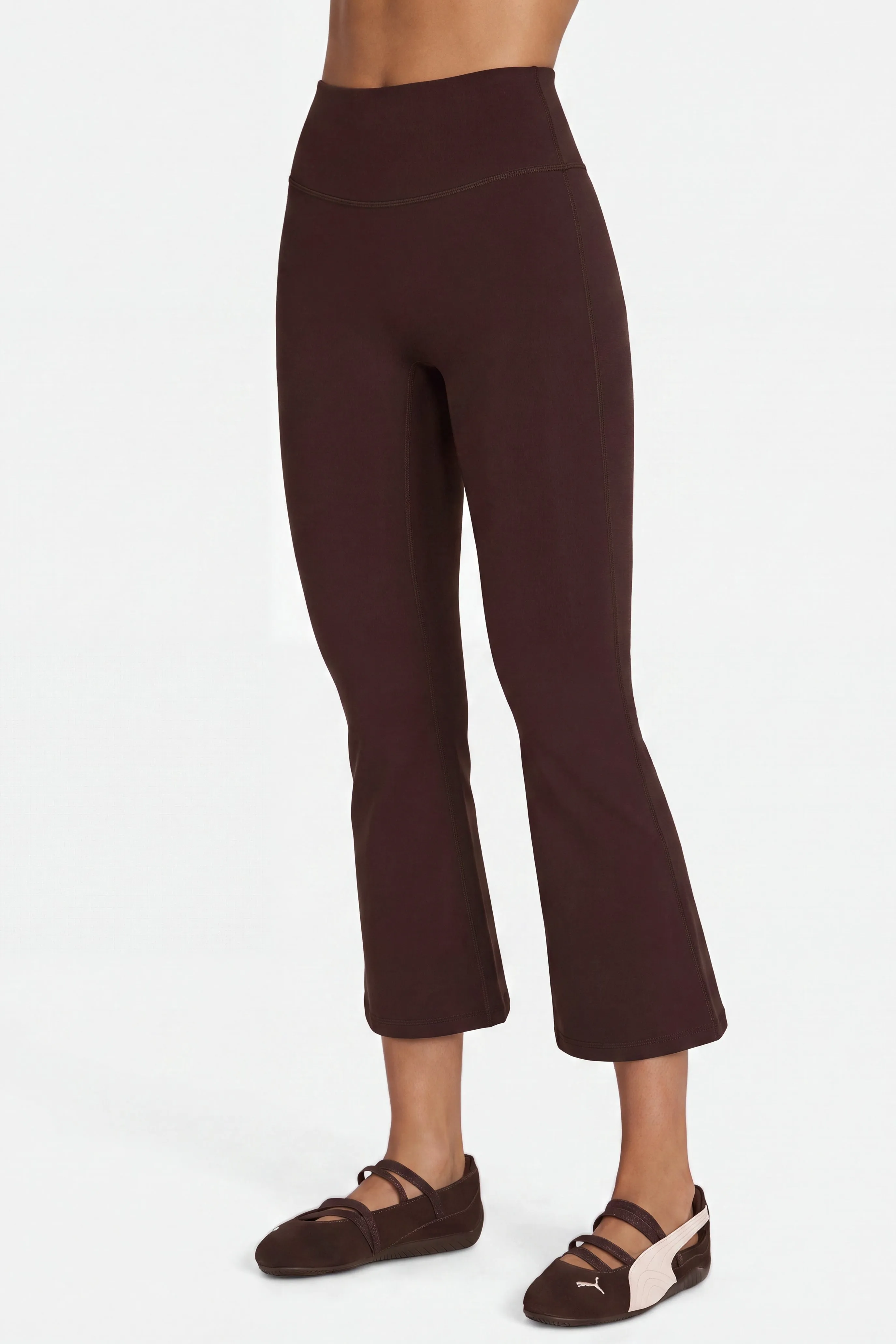 Soft Active Flared Capri Leggings in Espresso sold by Bo + Tee product image thumbnail 4