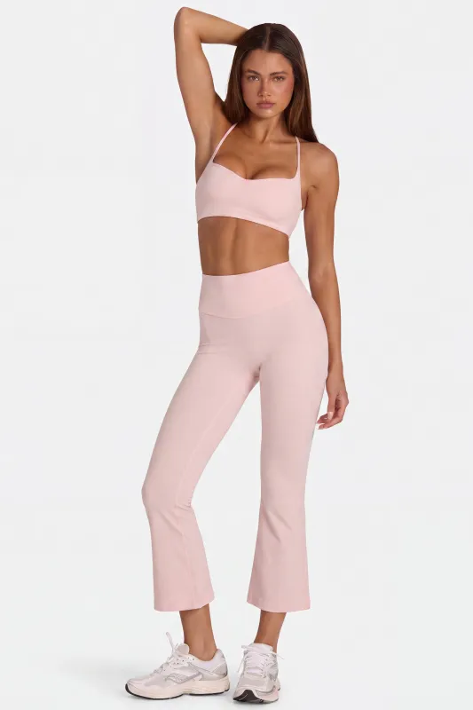 Soft Active Flared Capri Leggings in Blush Marl made by Bo + Tee