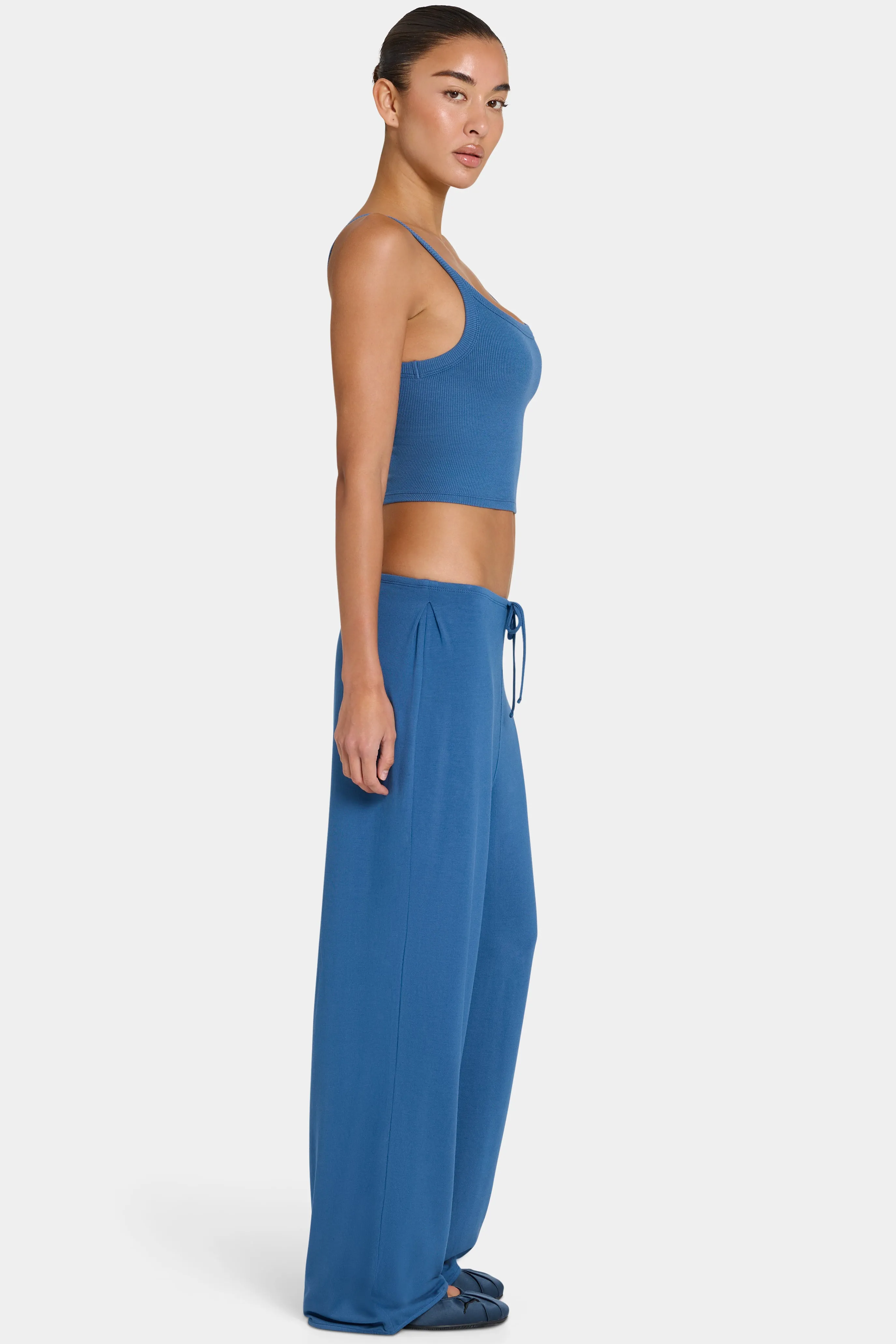 ButterCloud™ Tie-Waist Wide-Leg Trousers in Marine sold by Bo + Tee product image thumbnail 3