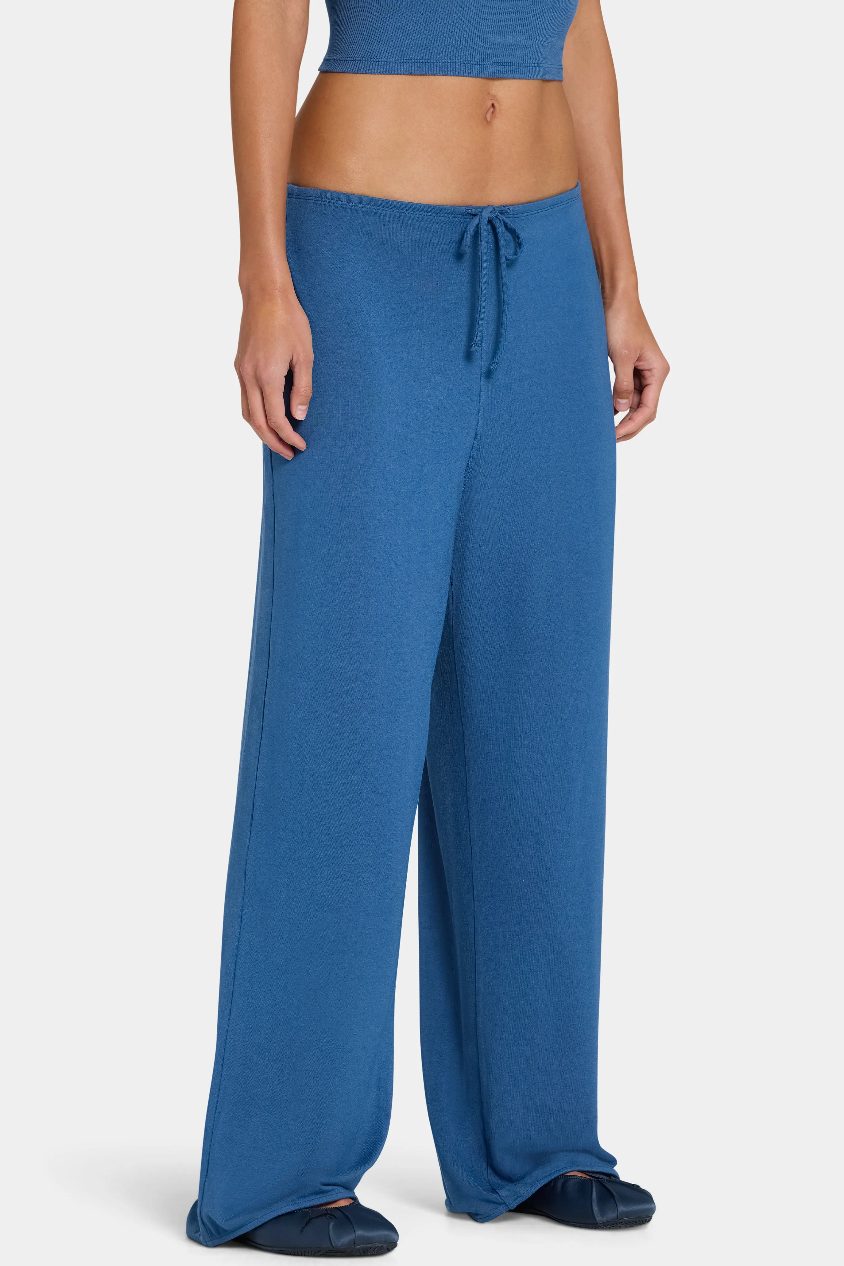 ButterCloud™ Tie-Waist Wide-Leg Trousers in Marine sold by Bo + Tee product image thumbnail 4