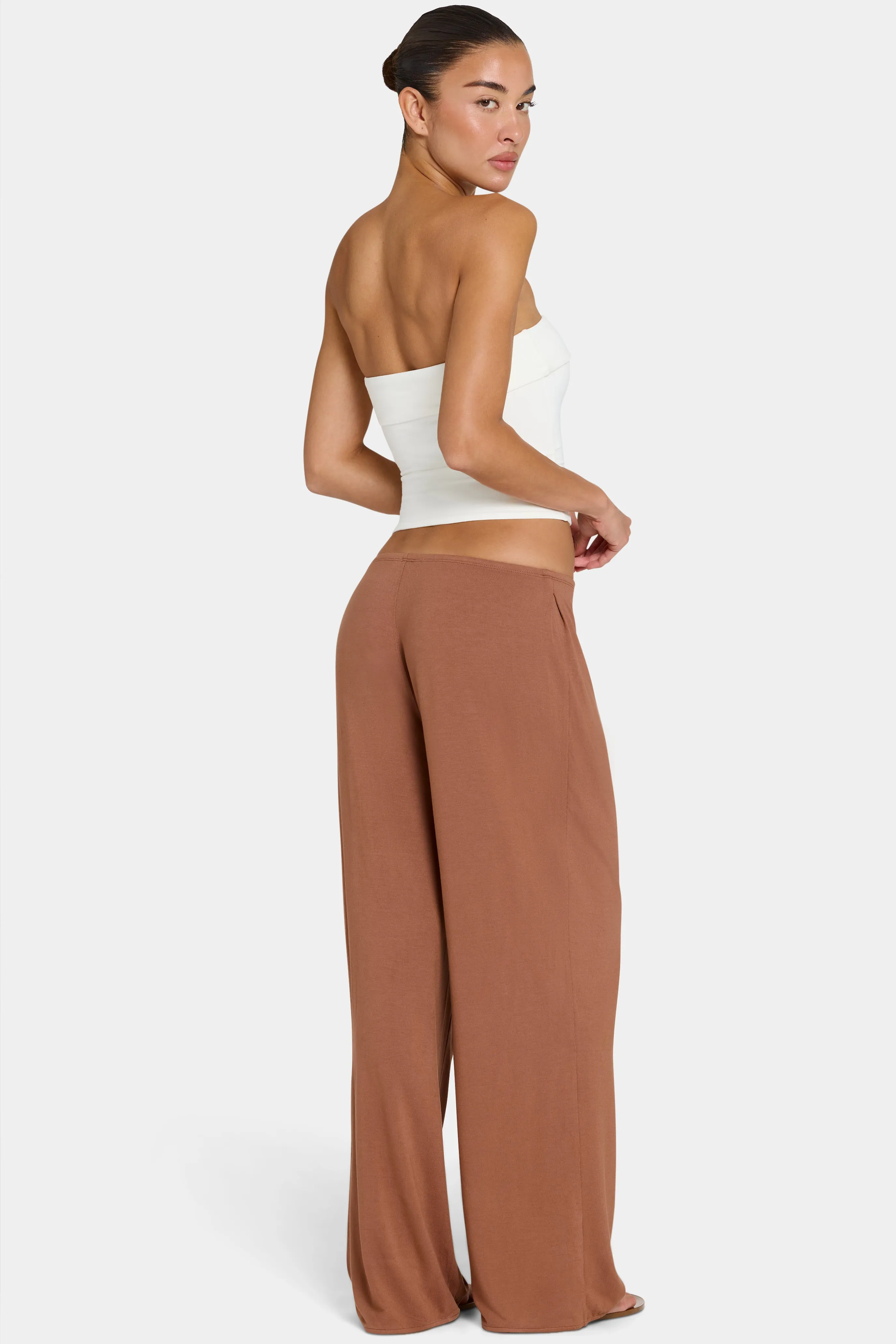 ButterCloud™ Tie-Waist Wide-Leg Trousers in Cocoa sold by Bo + Tee product image thumbnail 2