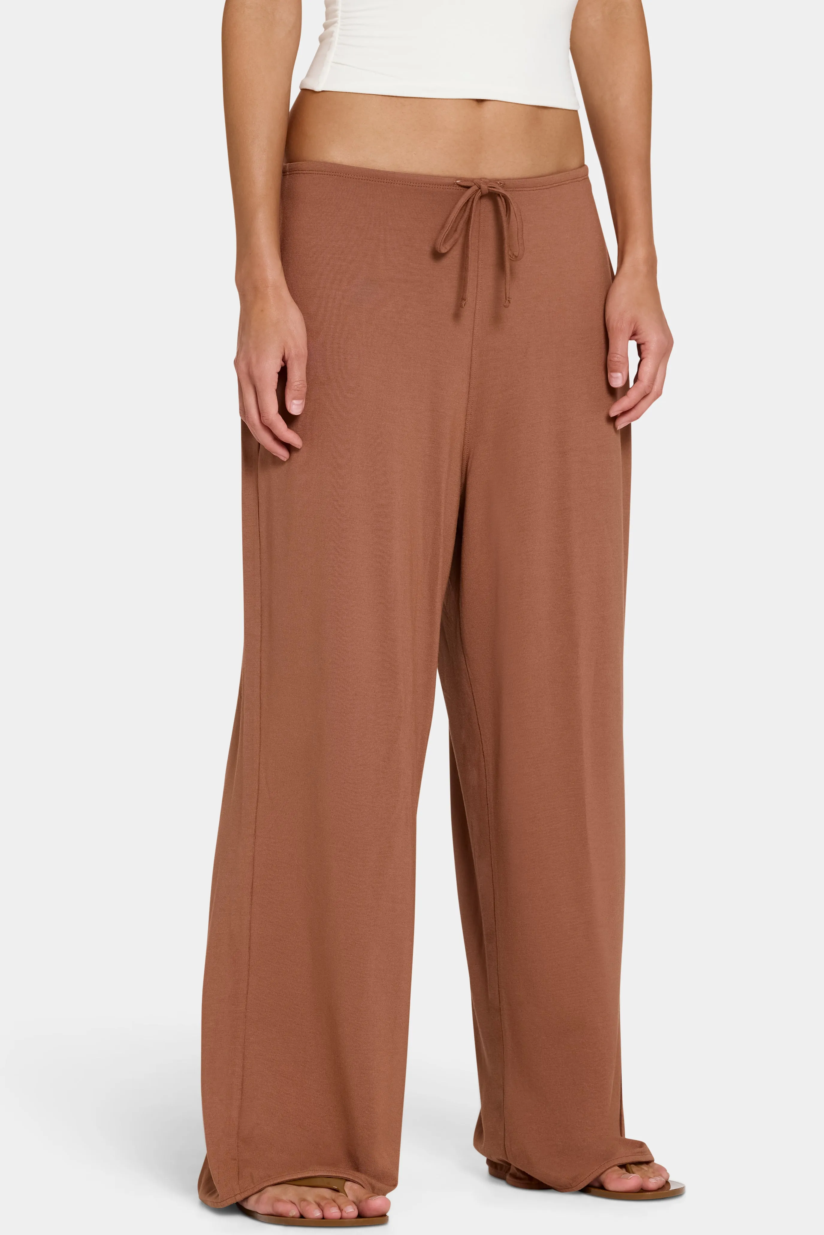 ButterCloud™ Tie-Waist Wide-Leg Trousers in Cocoa sold by Bo + Tee product image thumbnail 4