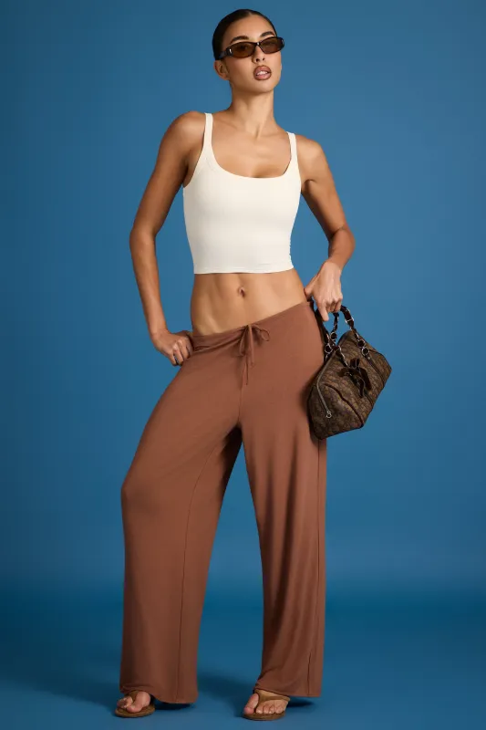 ButterCloud™ Tie-Waist Wide-Leg Trousers in Cocoa made by Bo + Tee