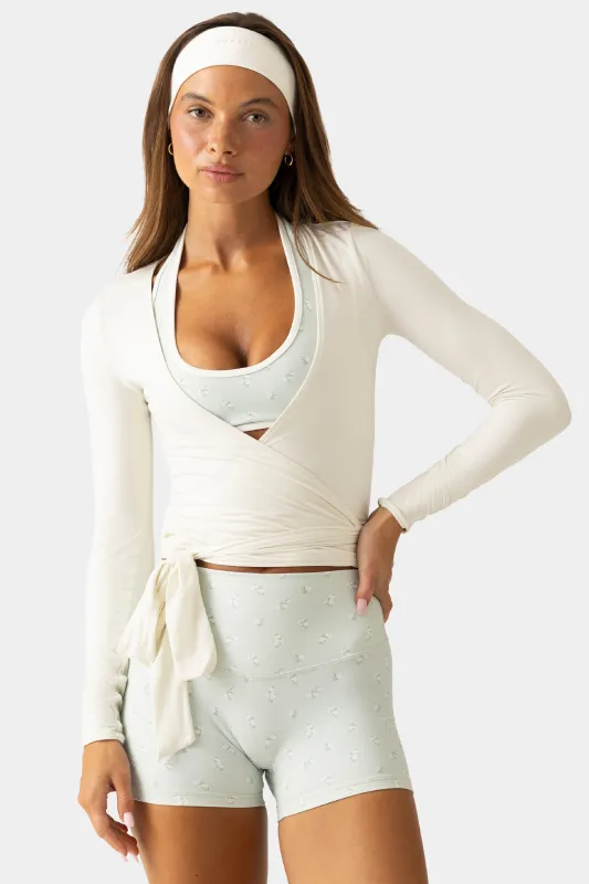 Soft Jersey Wrap Top in Coconut made by Bo + Tee