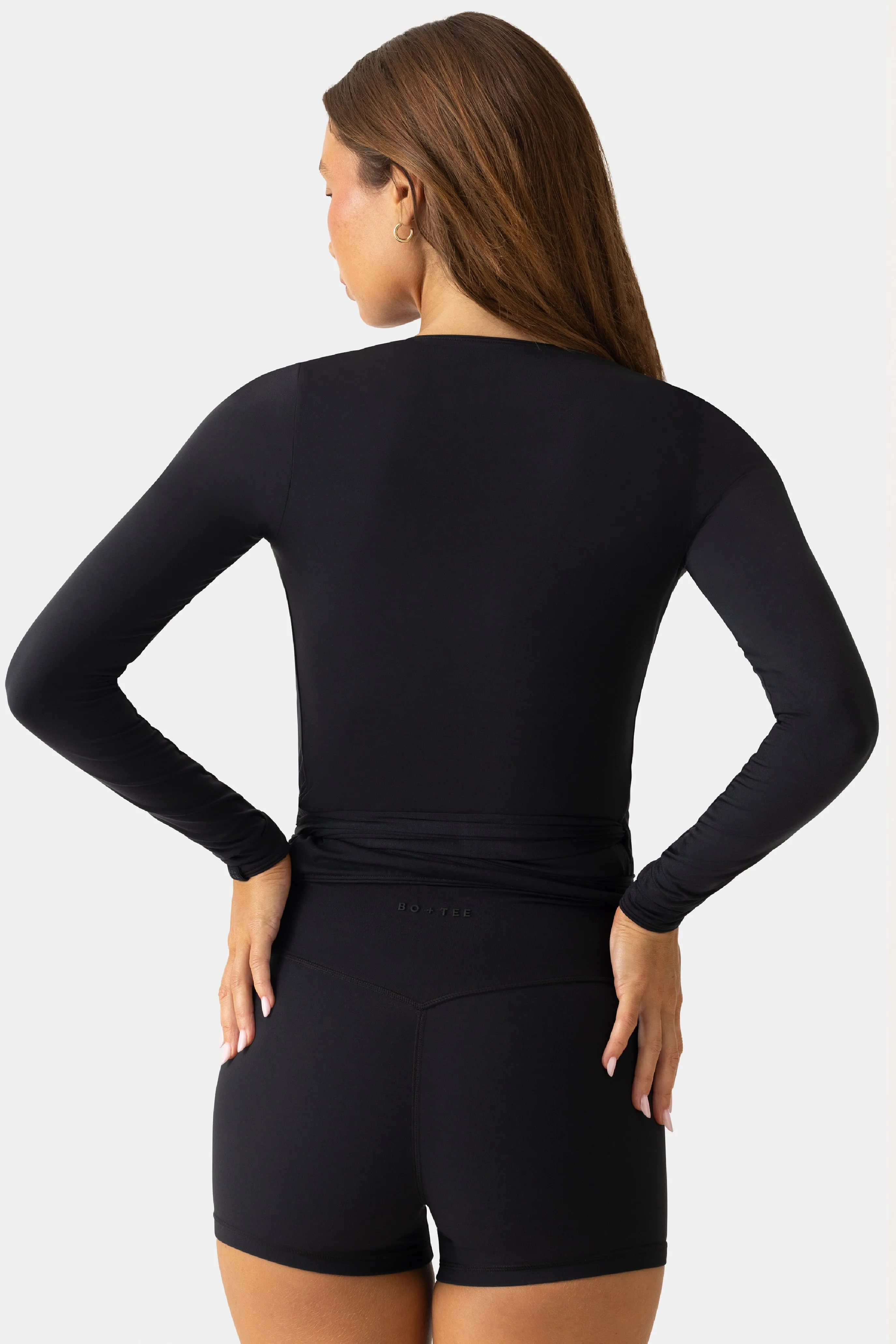 Soft Jersey Wrap Top in Black sold by Bo + Tee product image thumbnail 2