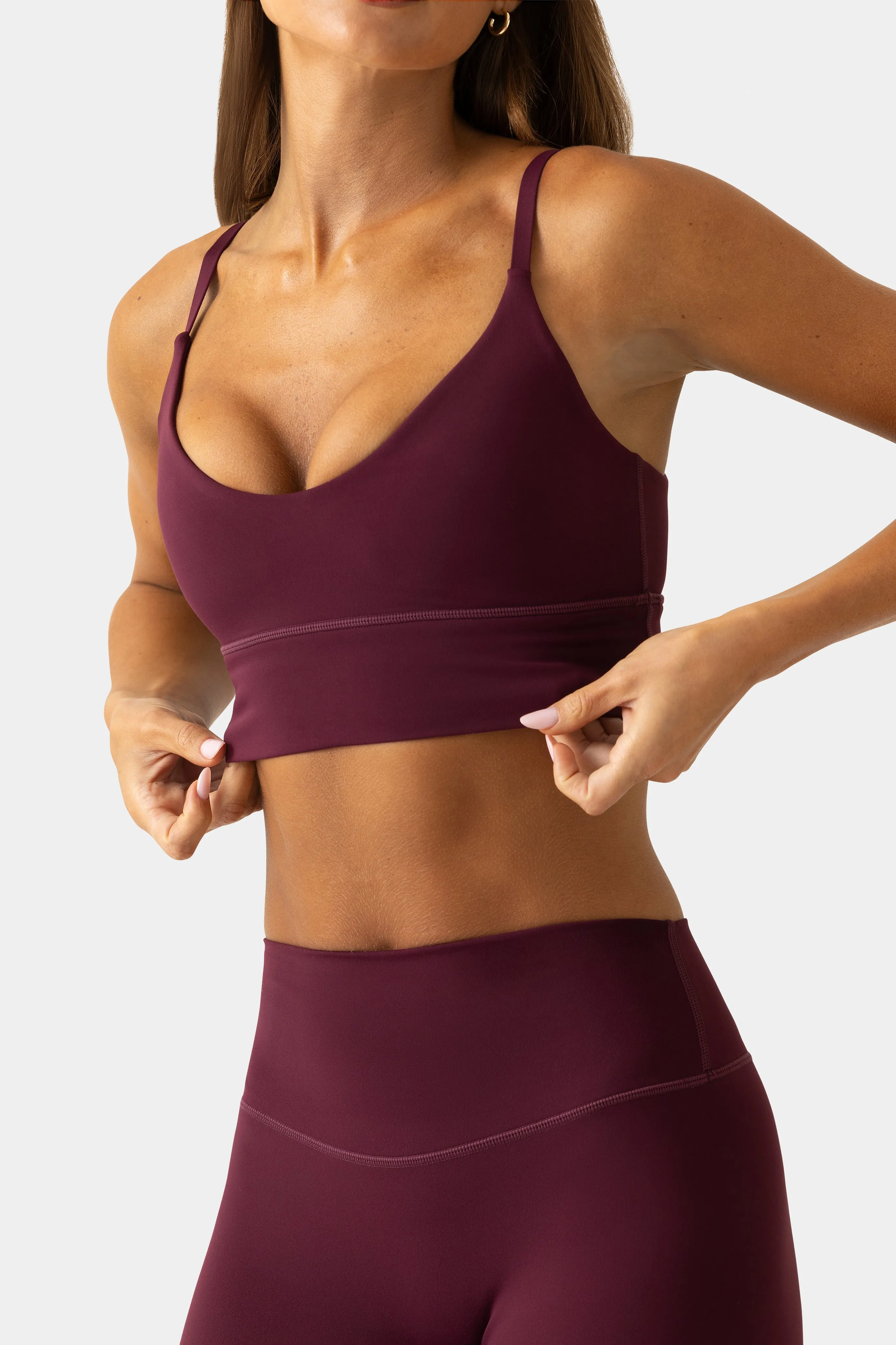 Soft Active Scoop-Neck Sports Bra in Burgundy sold by Bo + Tee product image thumbnail 5