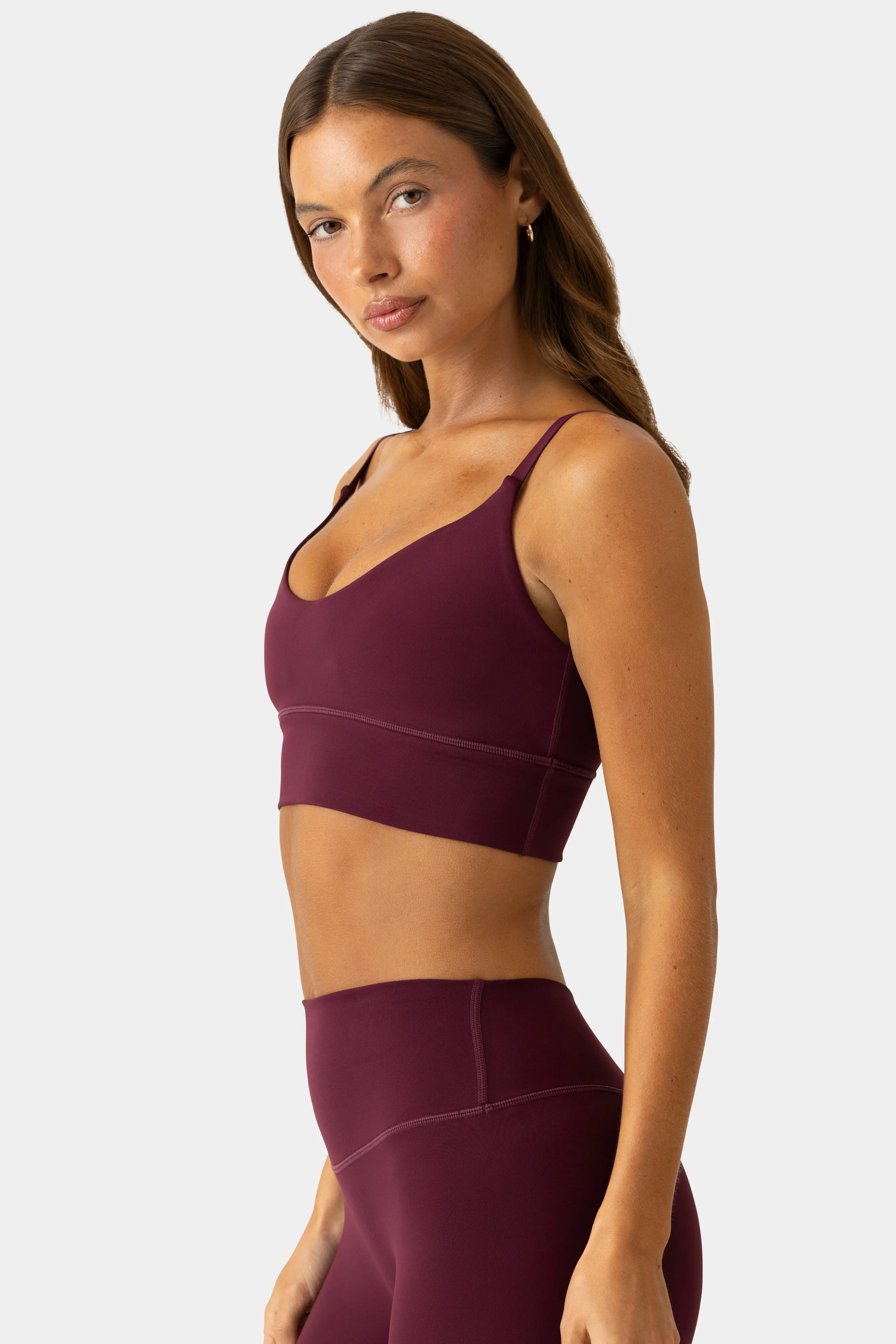 Soft Active Scoop-Neck Sports Bra in Burgundy sold by Bo + Tee product image thumbnail 3