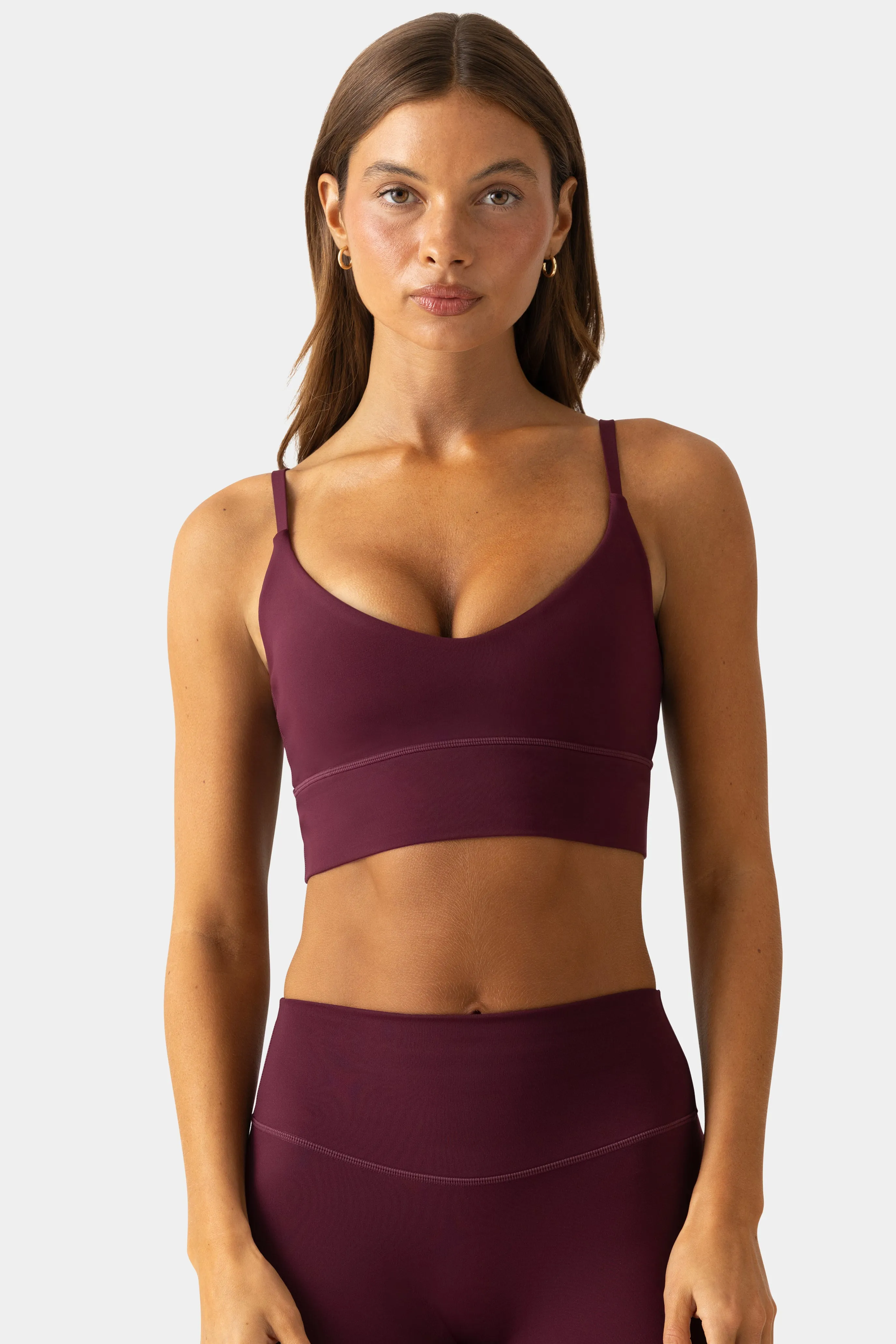 Soft Active Scoop-Neck Sports Bra in Burgundy sold by Bo + Tee product image thumbnail 4